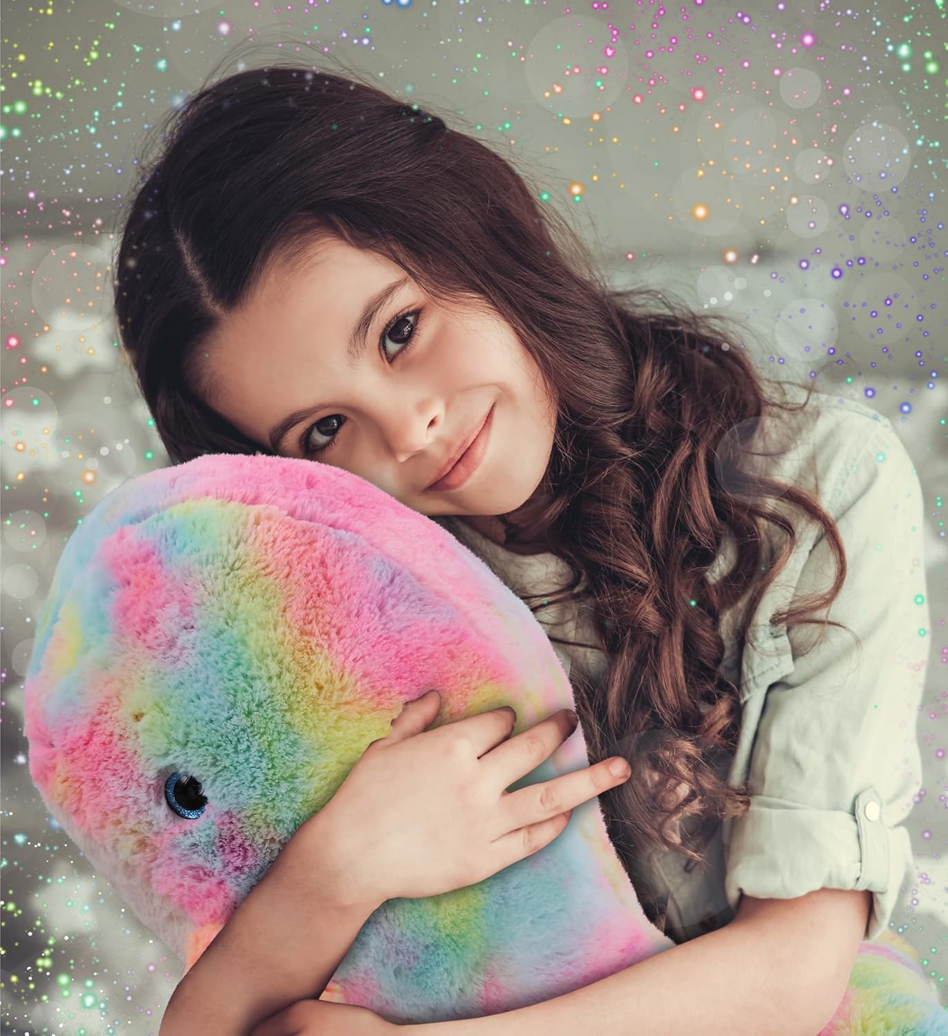 DolliBu Rainbow Whale XL Plush Toy 15 Inches