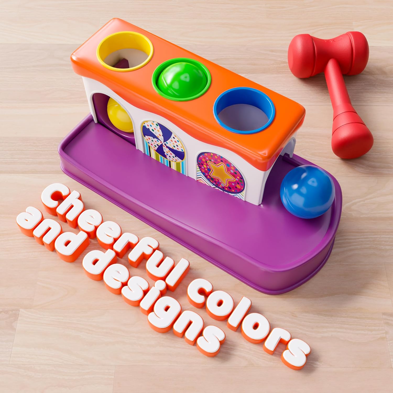 Lollipop Baby Hammer Toy Set - 3 Balls Child-Friendly Hammer