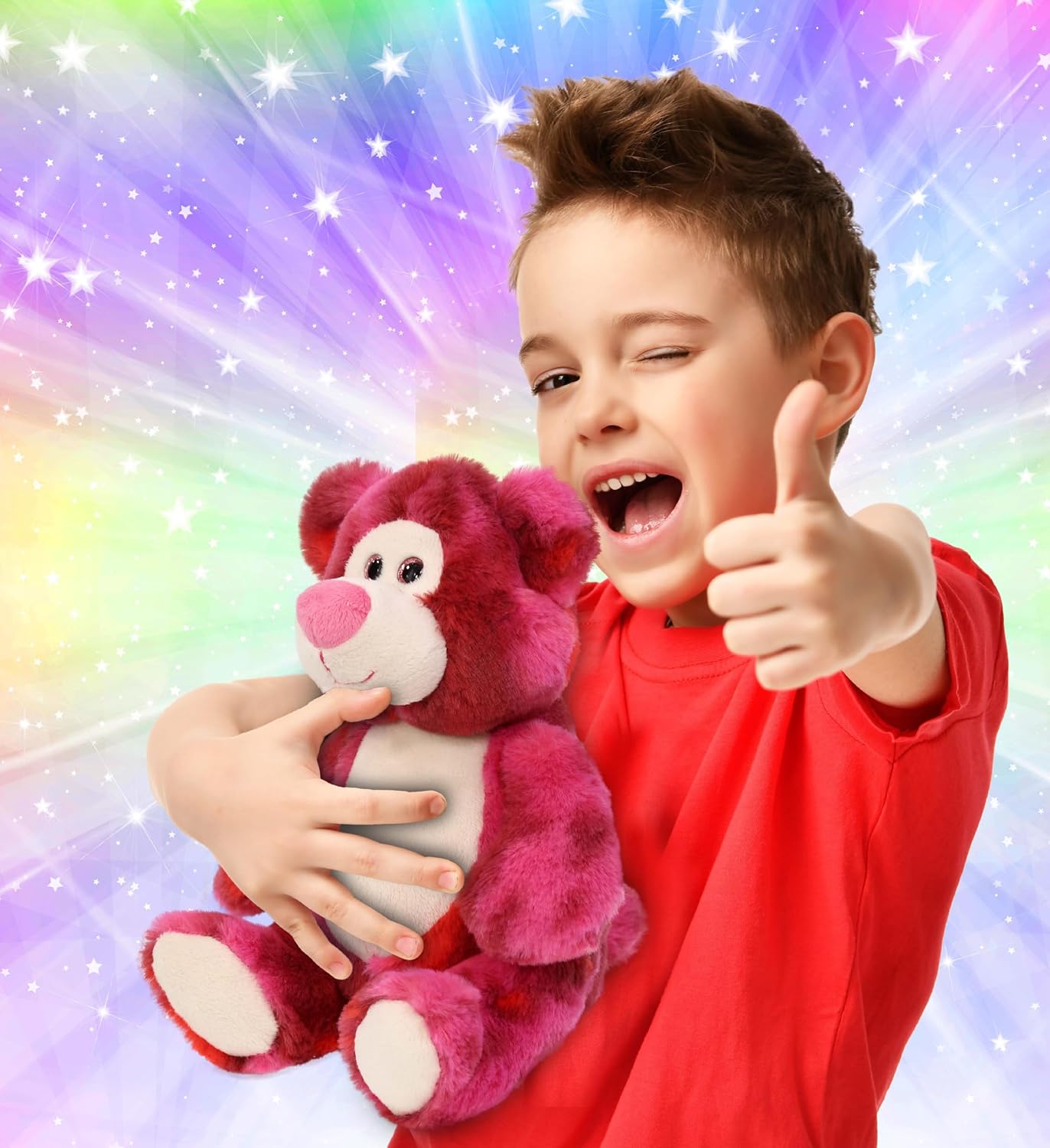 DolliBu Pink Tie-Dye Bear 9 Inches Super Soft Stuffed Animal