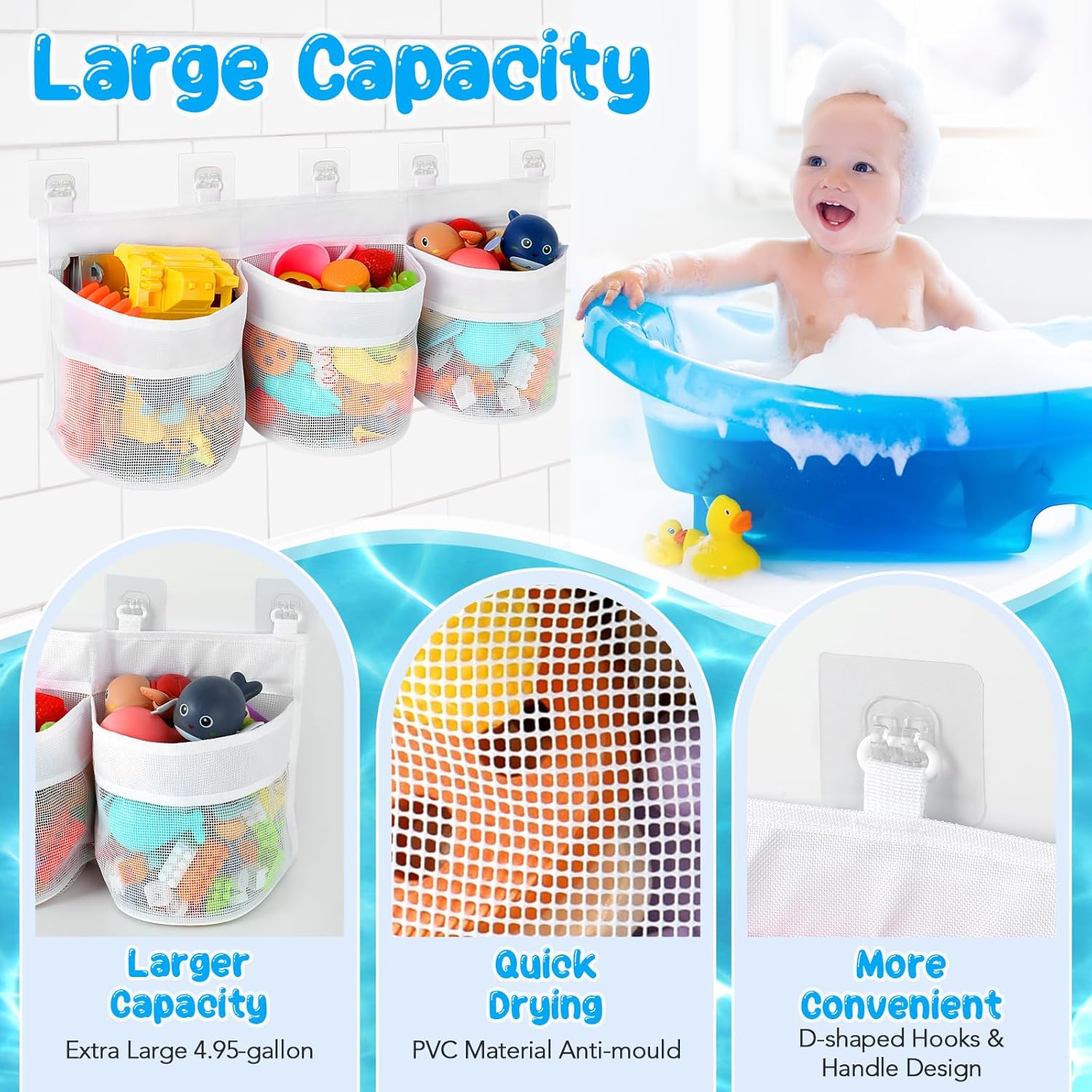 Satumho Bath Toy Storage Organizer for Tub White