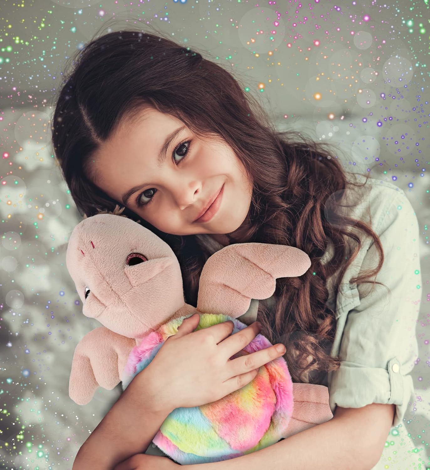 DolliBu Rainbow Pink Sea Turtle Plush Toy