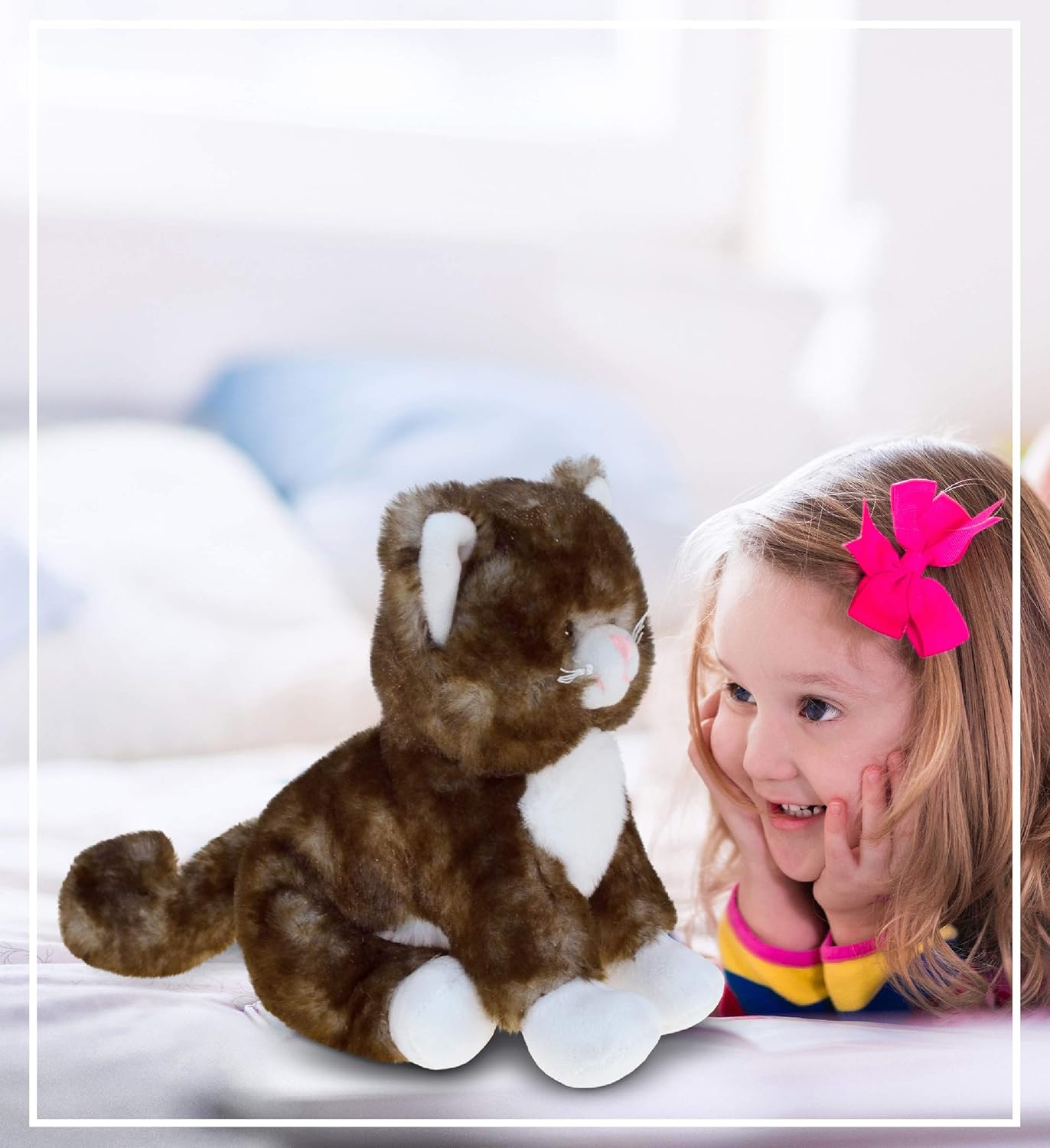 DolliBu Brown Cat Plush Toy - 7 Inches Huggable Soft Stuffed Animal