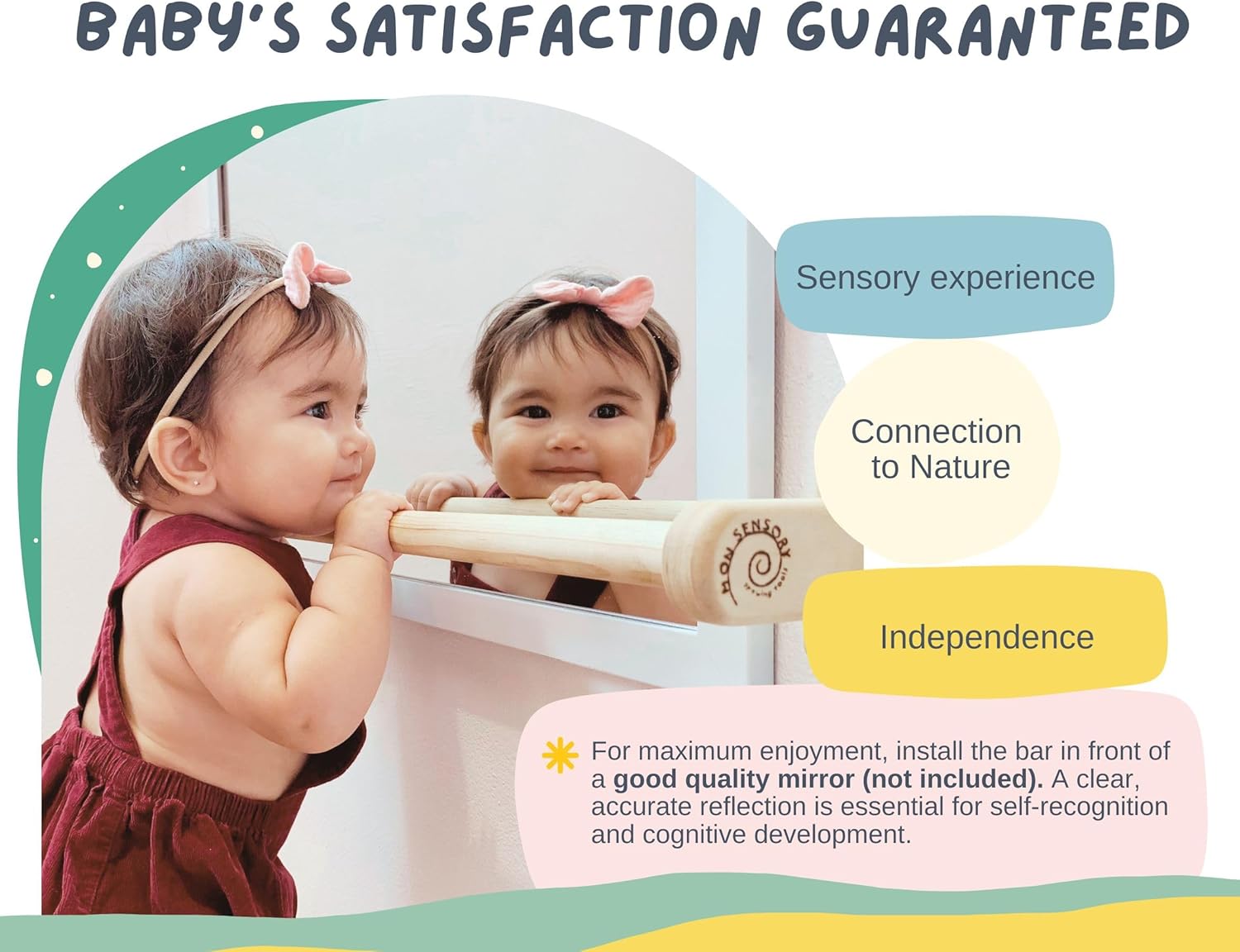 Montessori Pull Up Bar for Babies 325 Inches Long