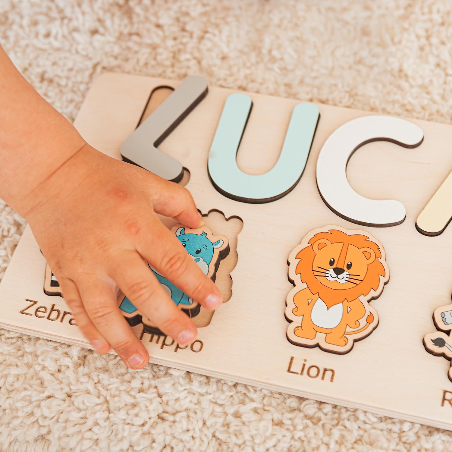 Personalized Baby Puzzle with Animal Figurines