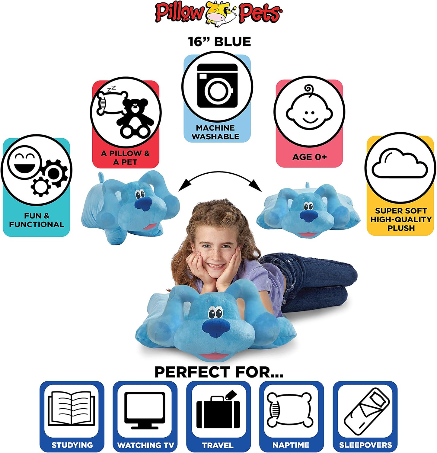 Pillow Pets Blues Clues 16 Plush Dog - Nicktoon Comfort