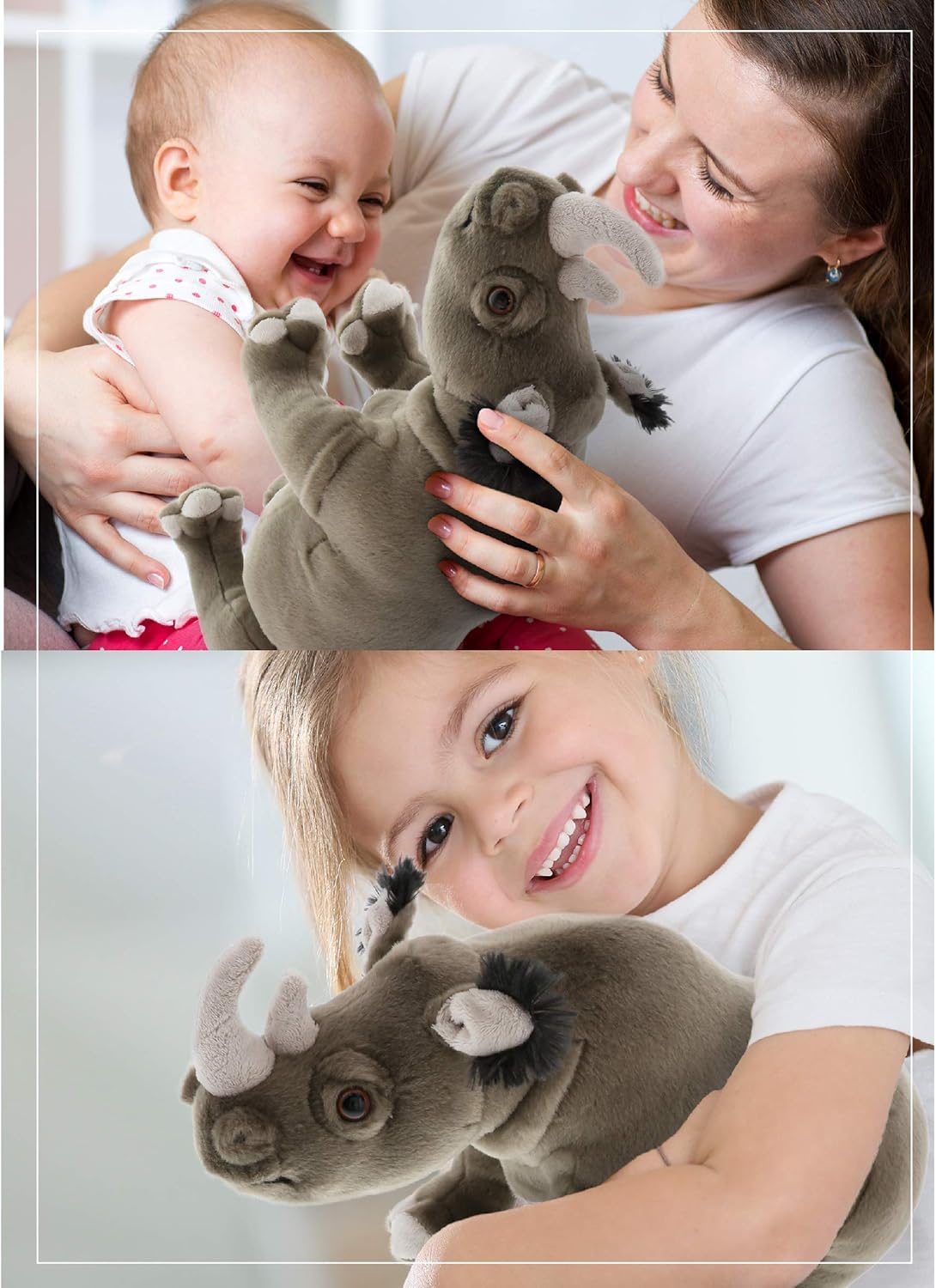 DolliBu Wild Stuffed Animal Soft Plush Rhino 14 Inch