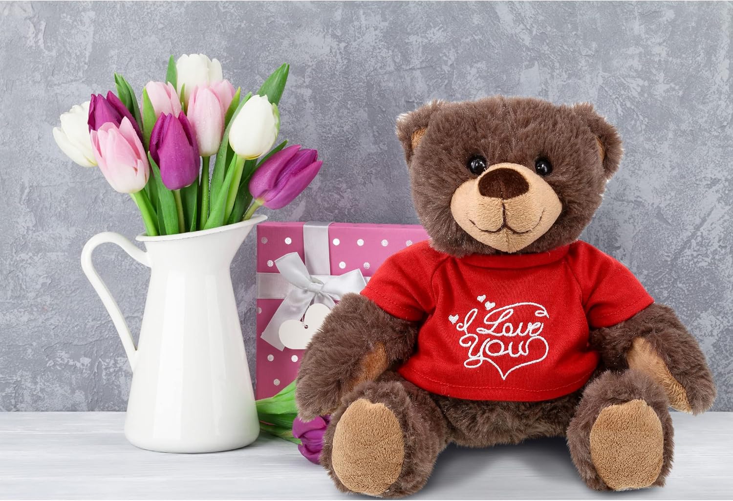 DolliBu I Love You Brown Bear Plush - 10 Inches 1