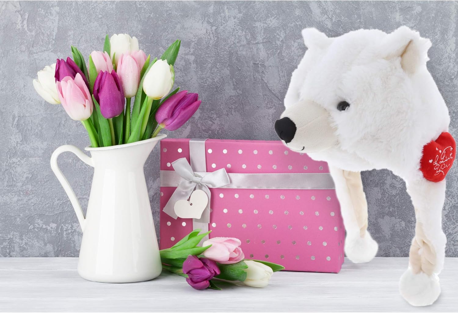DolliBu I Love You Polar Bear Hat - 16 Inches