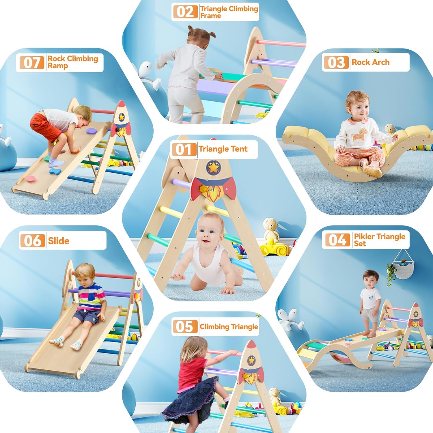 KidsBuddy Pikler Triangle Set for Toddlers 1-3