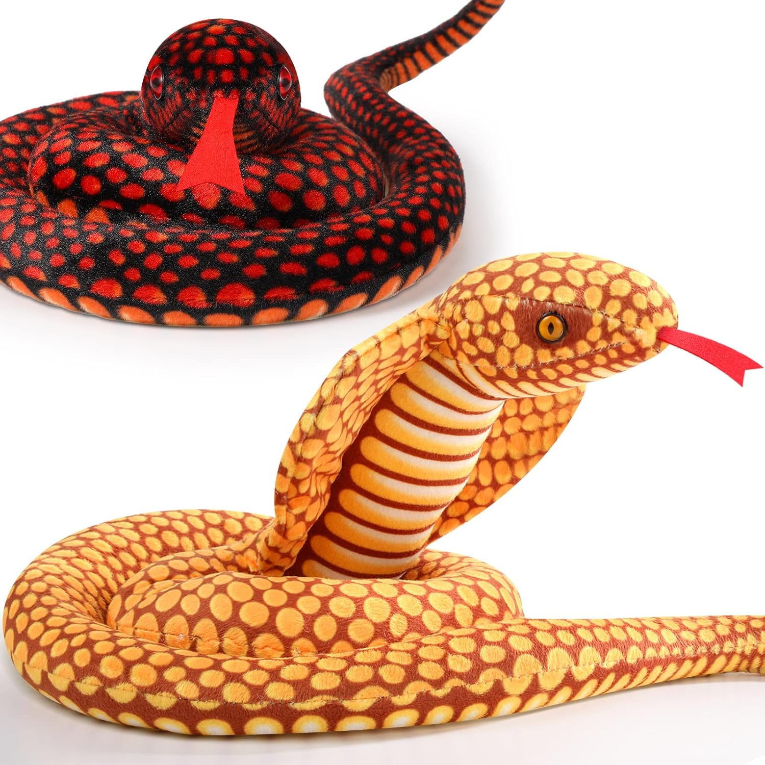 Zhanmai 2 Pcs Lifelike Cobra Plush Snake Toy