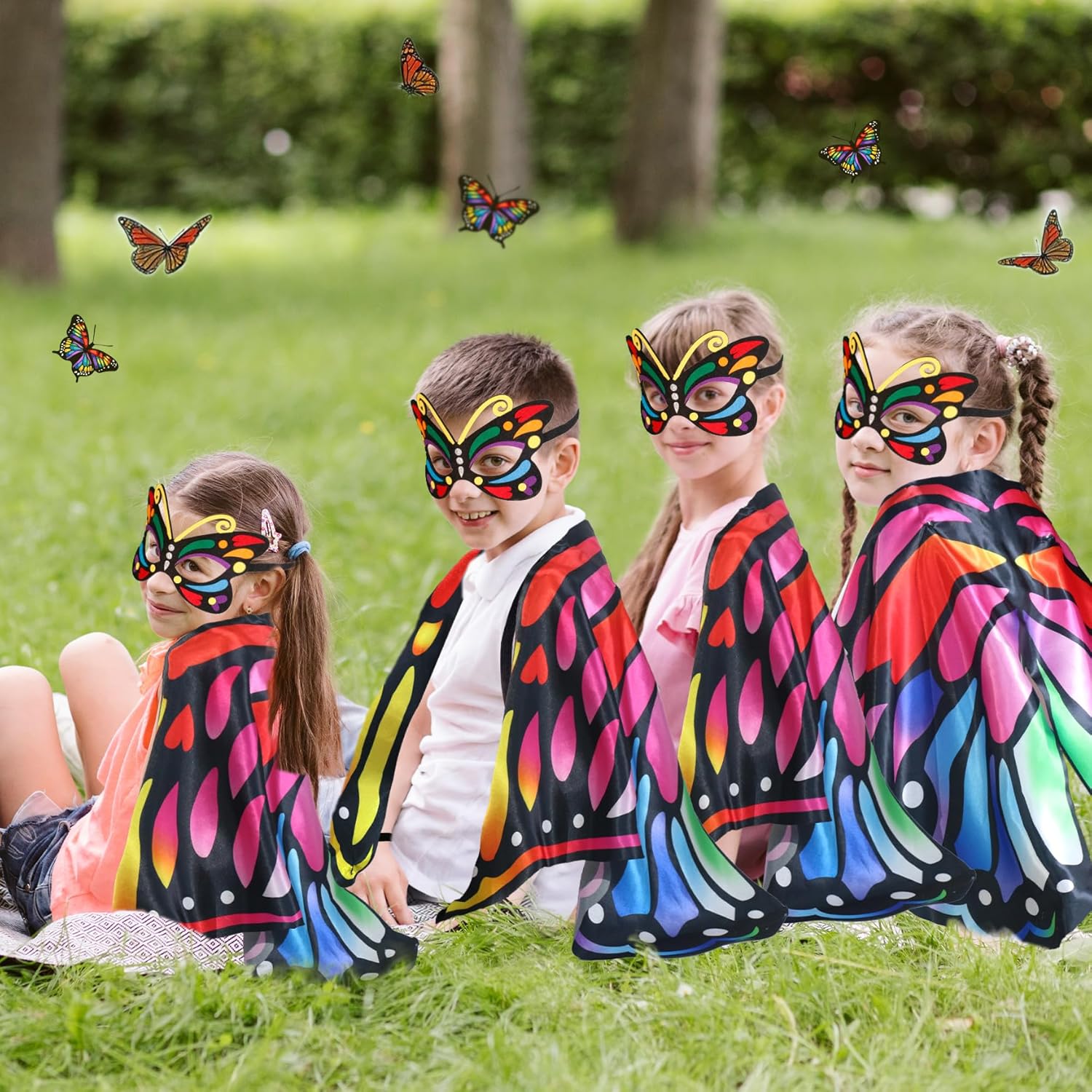 Creatoy Toddler Butterfly Costume for Girls with Rainbow Masks