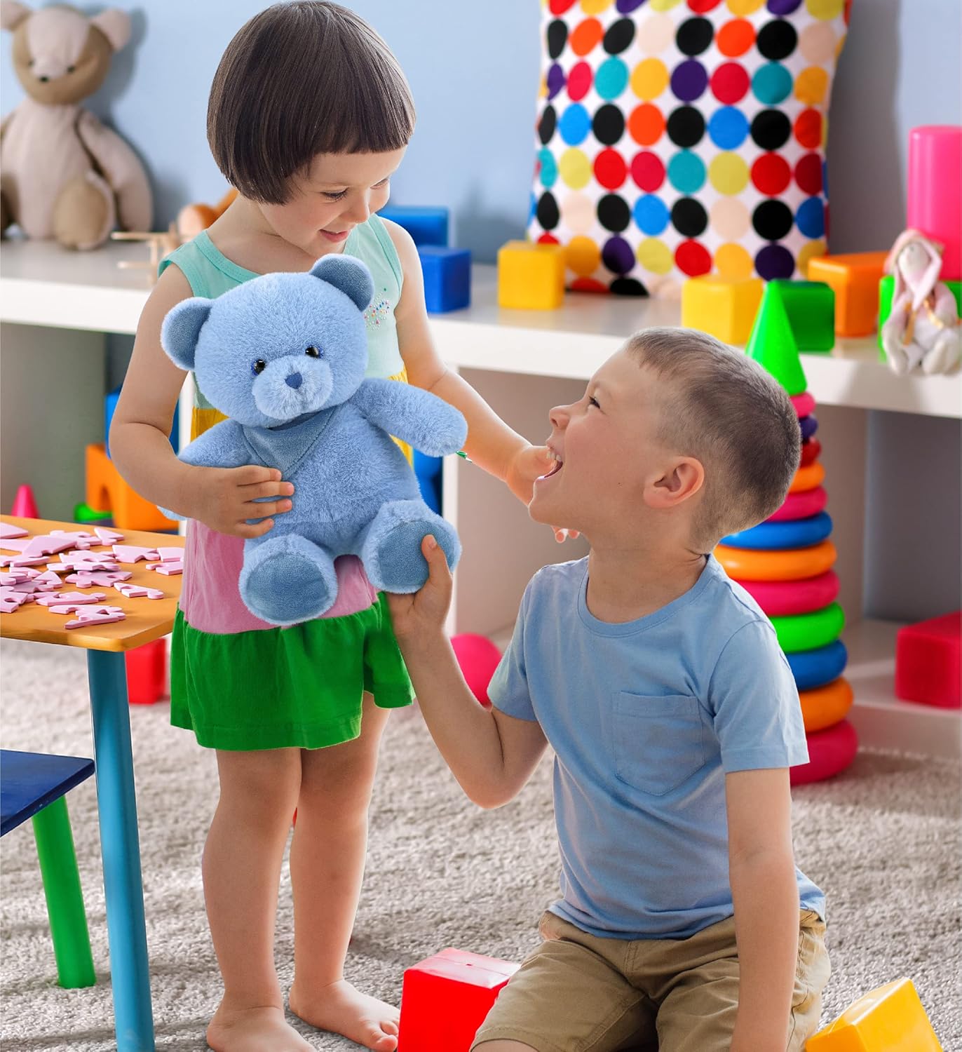 DolliBu Baby Blue Bear Plush Toy - 8 Inches