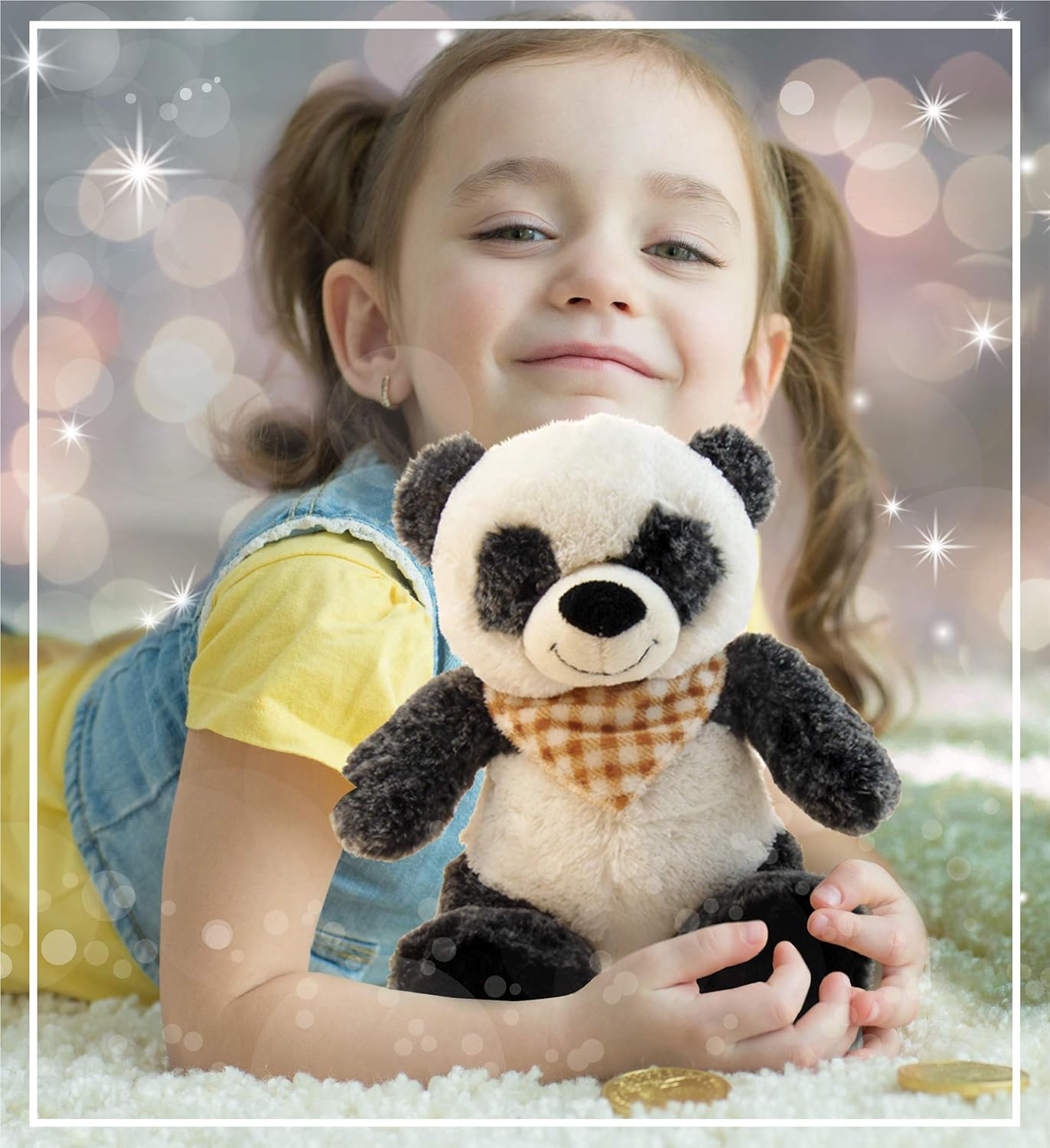 DolliBu Plush Panda Bear - 8 Inch Huggable Bear Toy