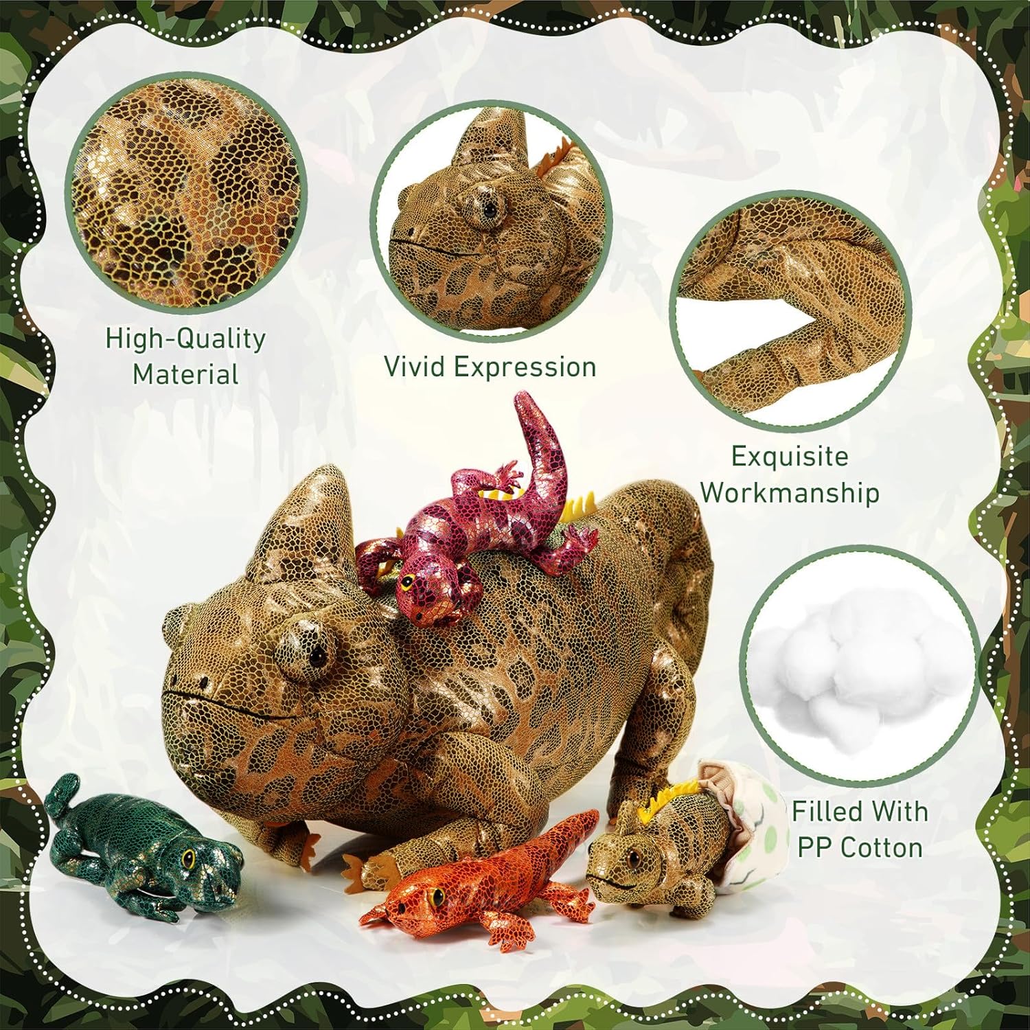 Lenwen 5 Piece Chameleon Plush Toy Set 26 Inch