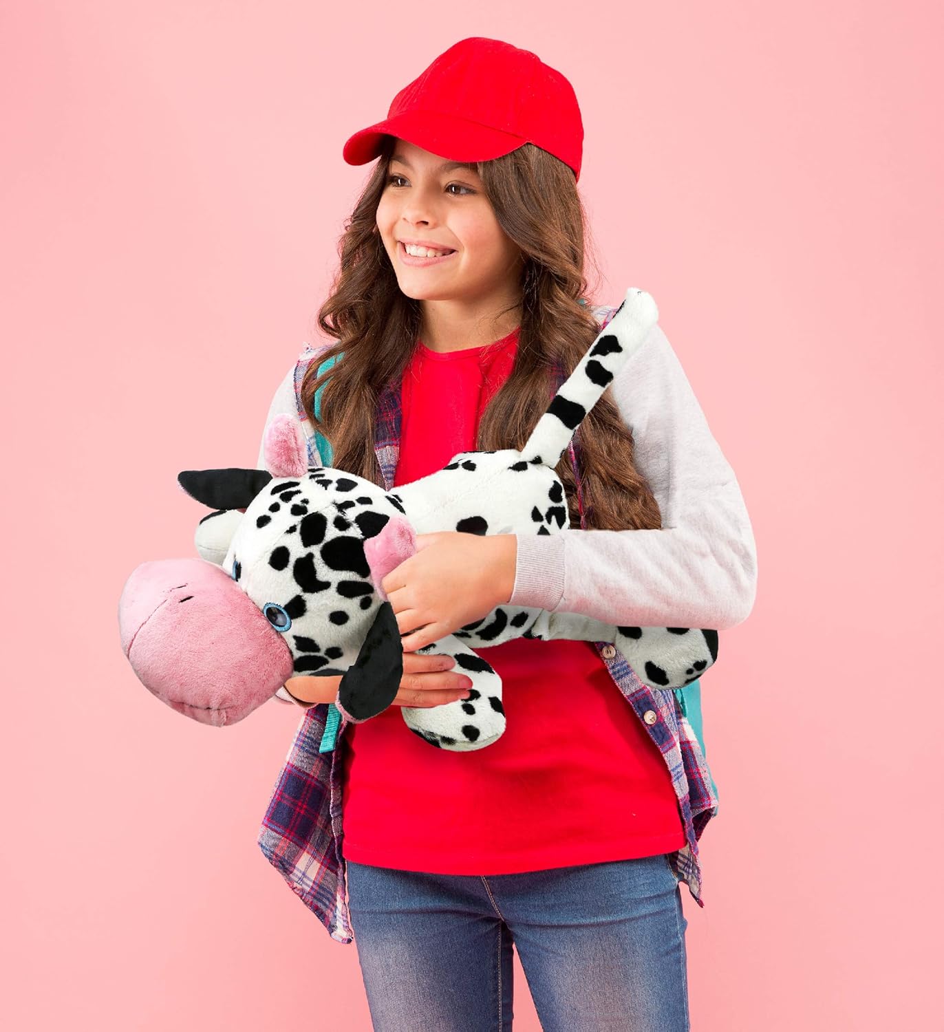 DolliBu Plush Cow Pillow - 27 Inch Big Hugging Toy
