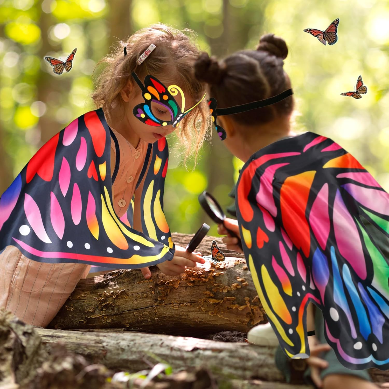 Creatoy Toddler Butterfly Costume for Girls with Rainbow Masks