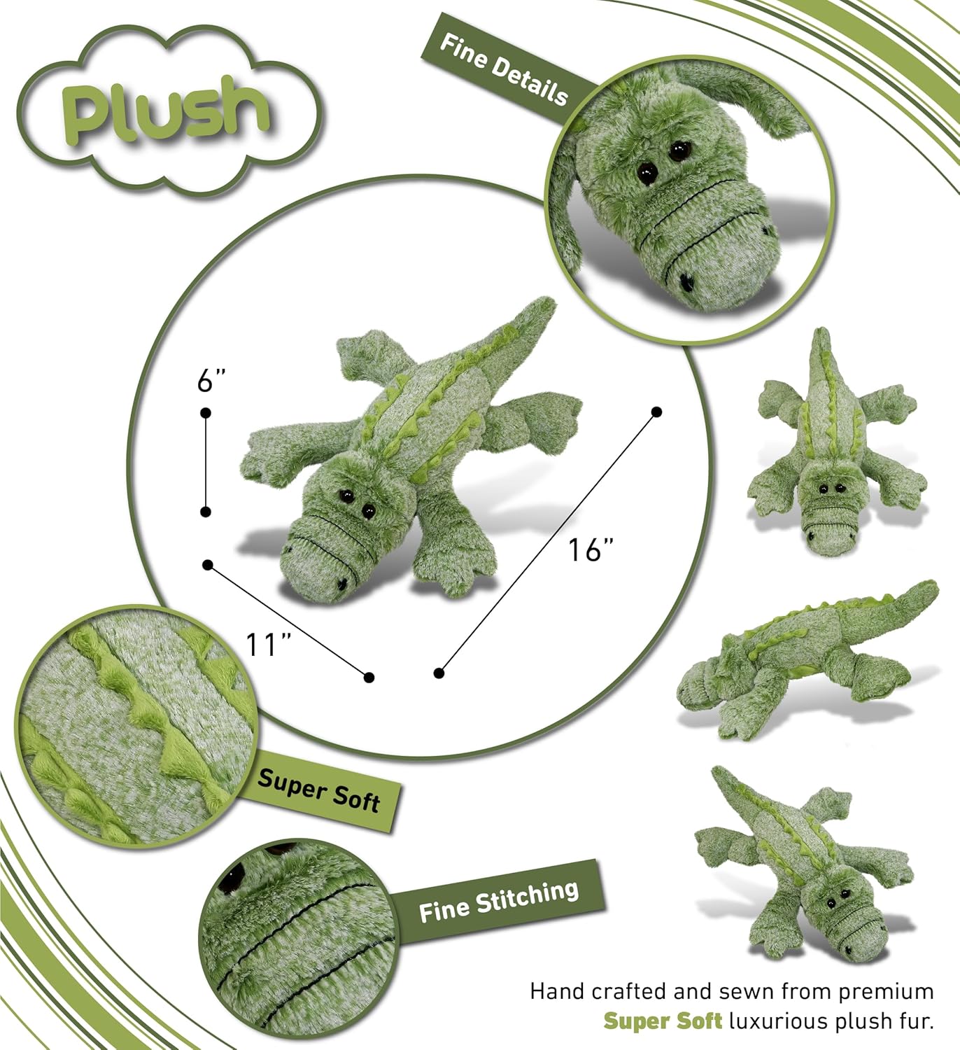Puzzled DolliBu Alligator Large Stuffed Animal