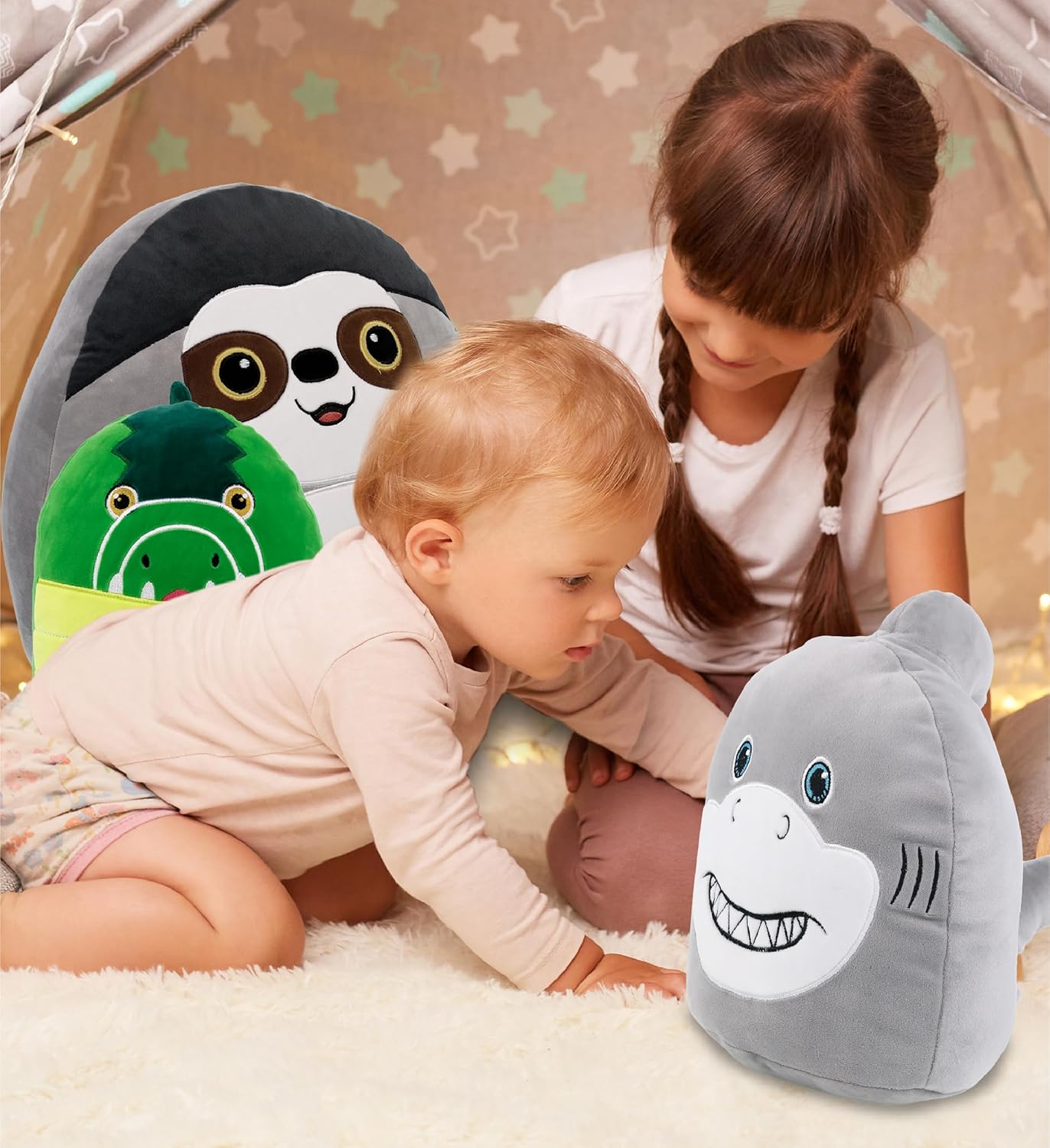 DolliBu Snug-Mooshies Shark Plush 10 Inch