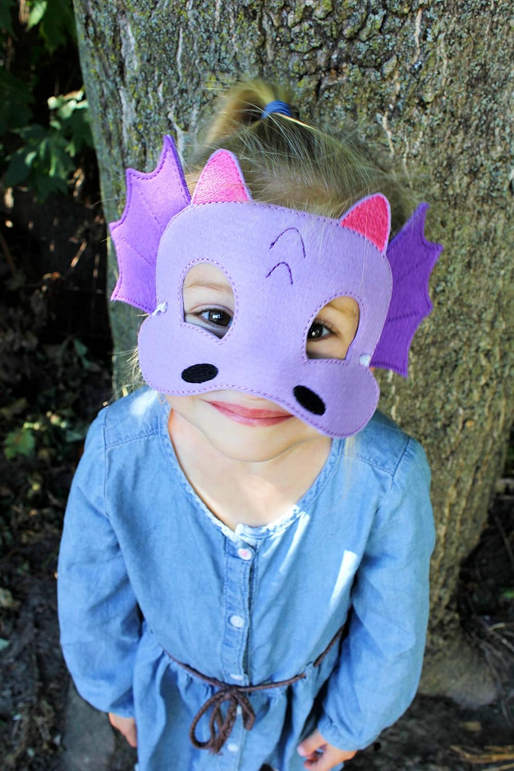 Baby WhatKnots Kids Purple Dragon Felt Face Mask 1