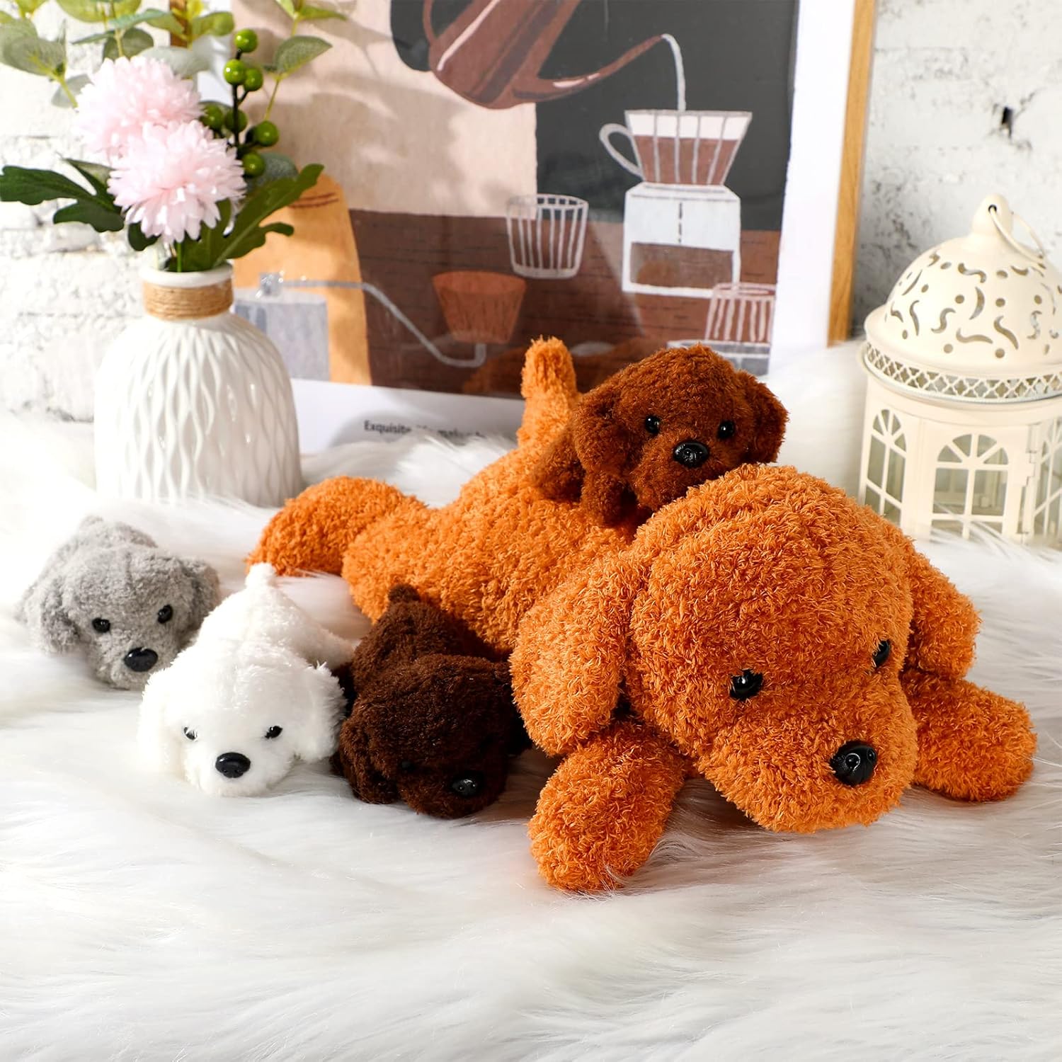 Skylety 5 Pcs Plush Dog Set with Cute Puppies