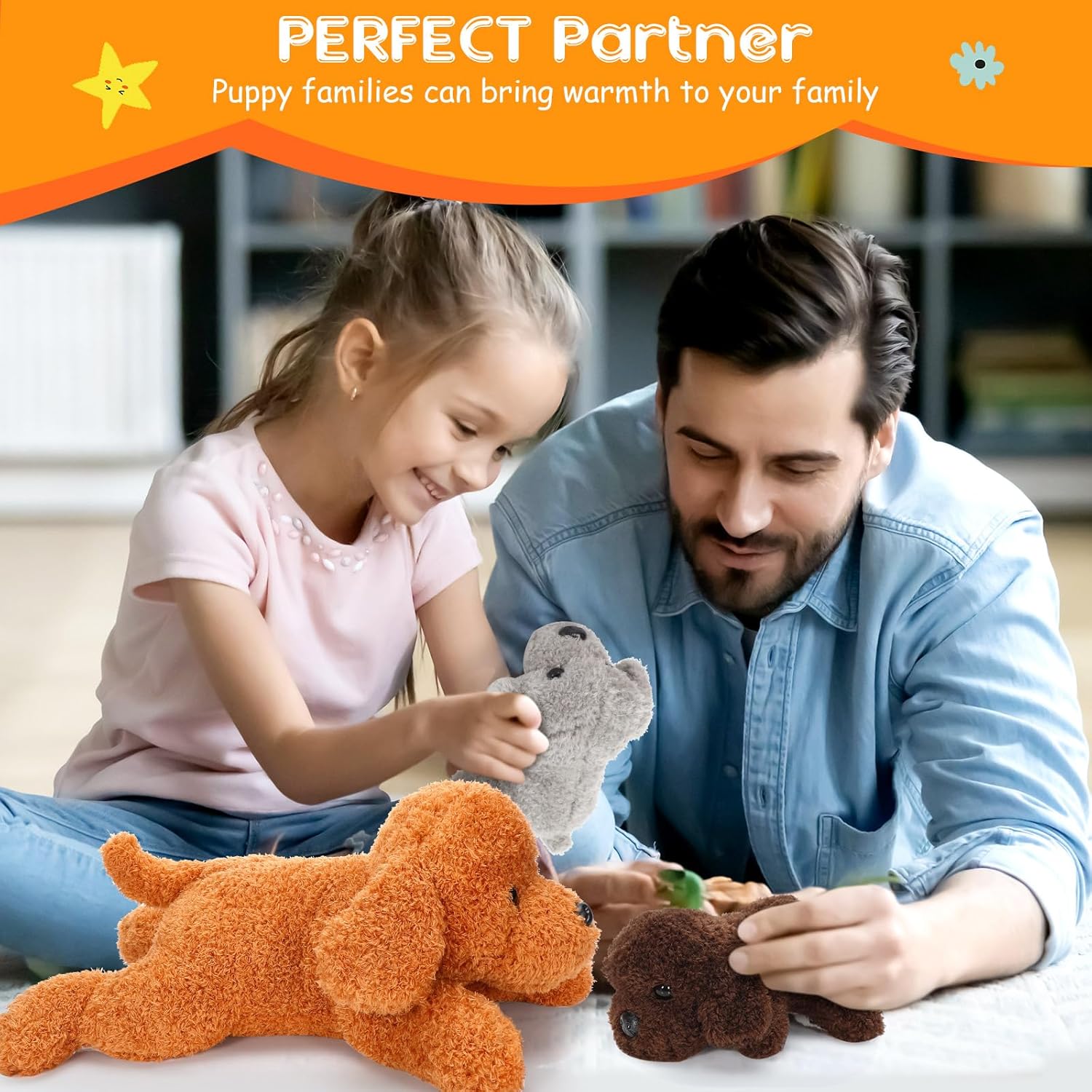 Skylety 5 Pcs Plush Dog Set with Cute Puppies