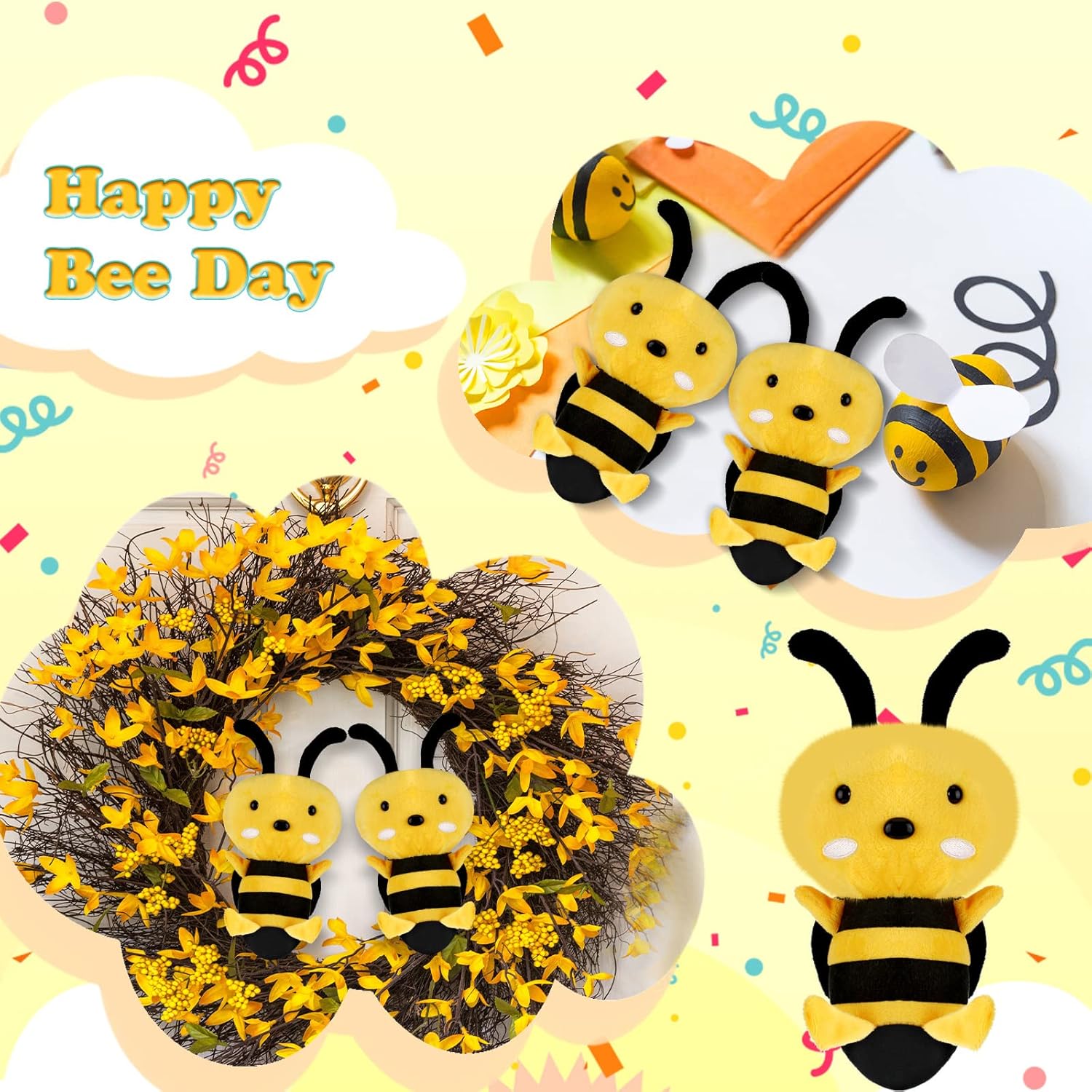 Civaner 2 Pieces Honey Bee Plush Toys 787 Inches