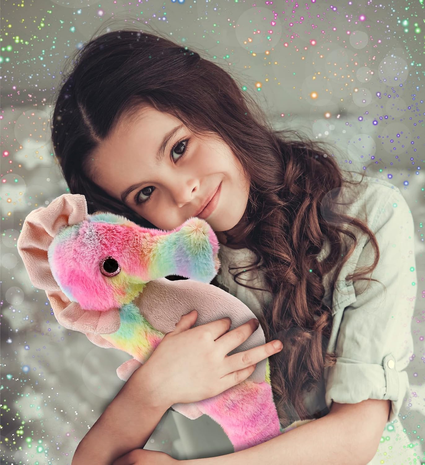 Dolli Bu Rainbow Seahorse Plush Toy - 15 Inches