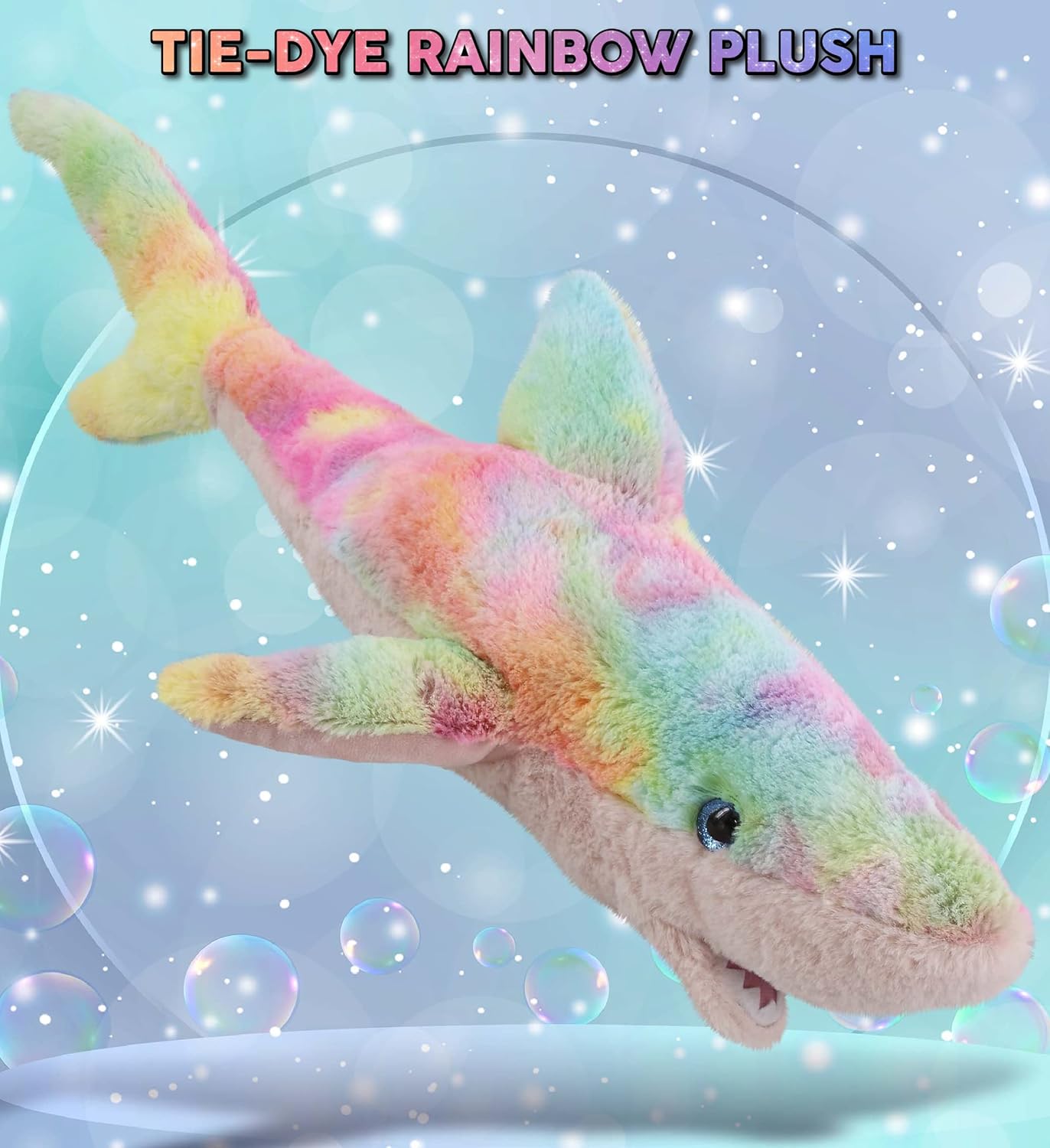 DolliBu Large Rainbow Shark Plush Toy - 23 Inches