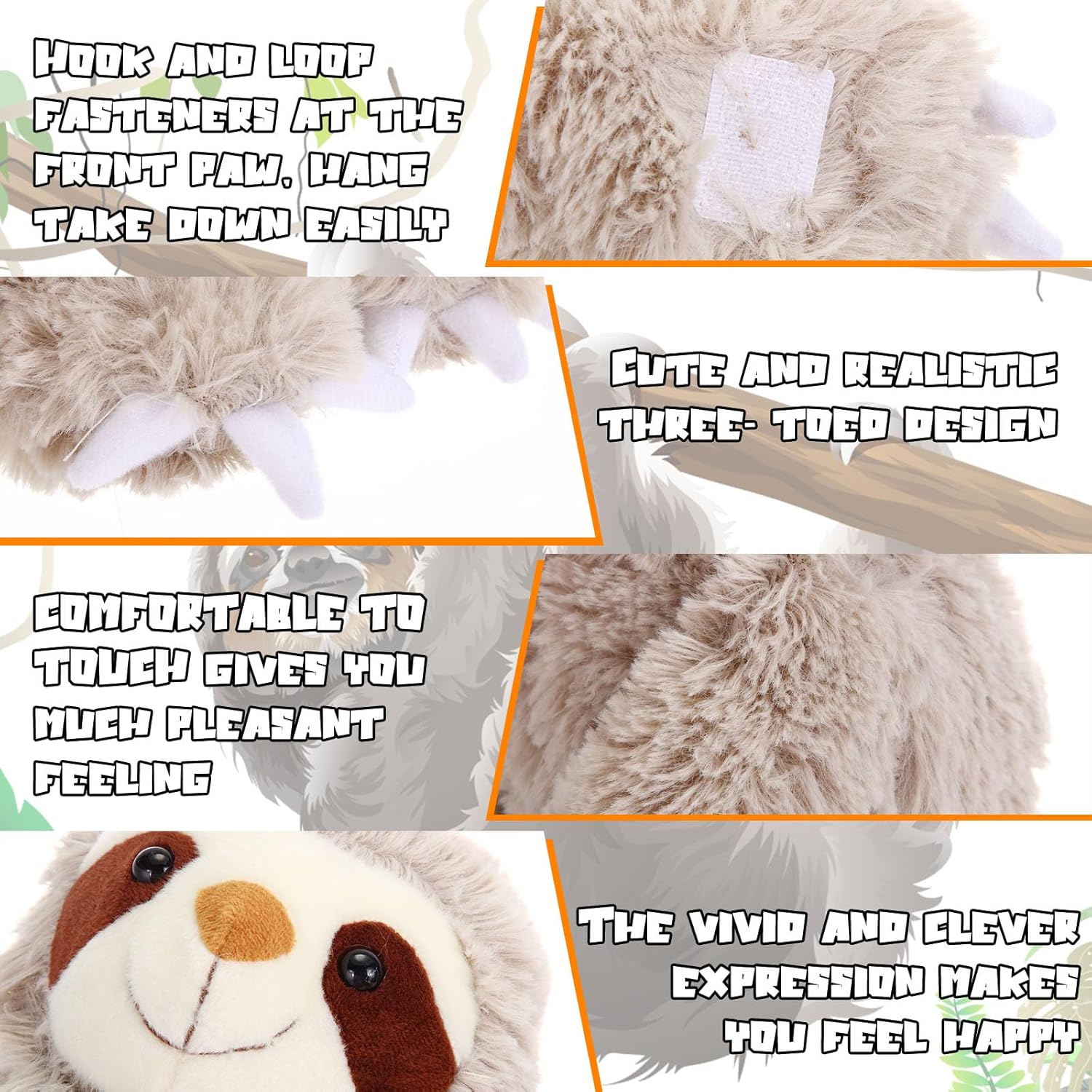 Queekay 2-Pack Sloth Plush Toy Hanging Decor 1