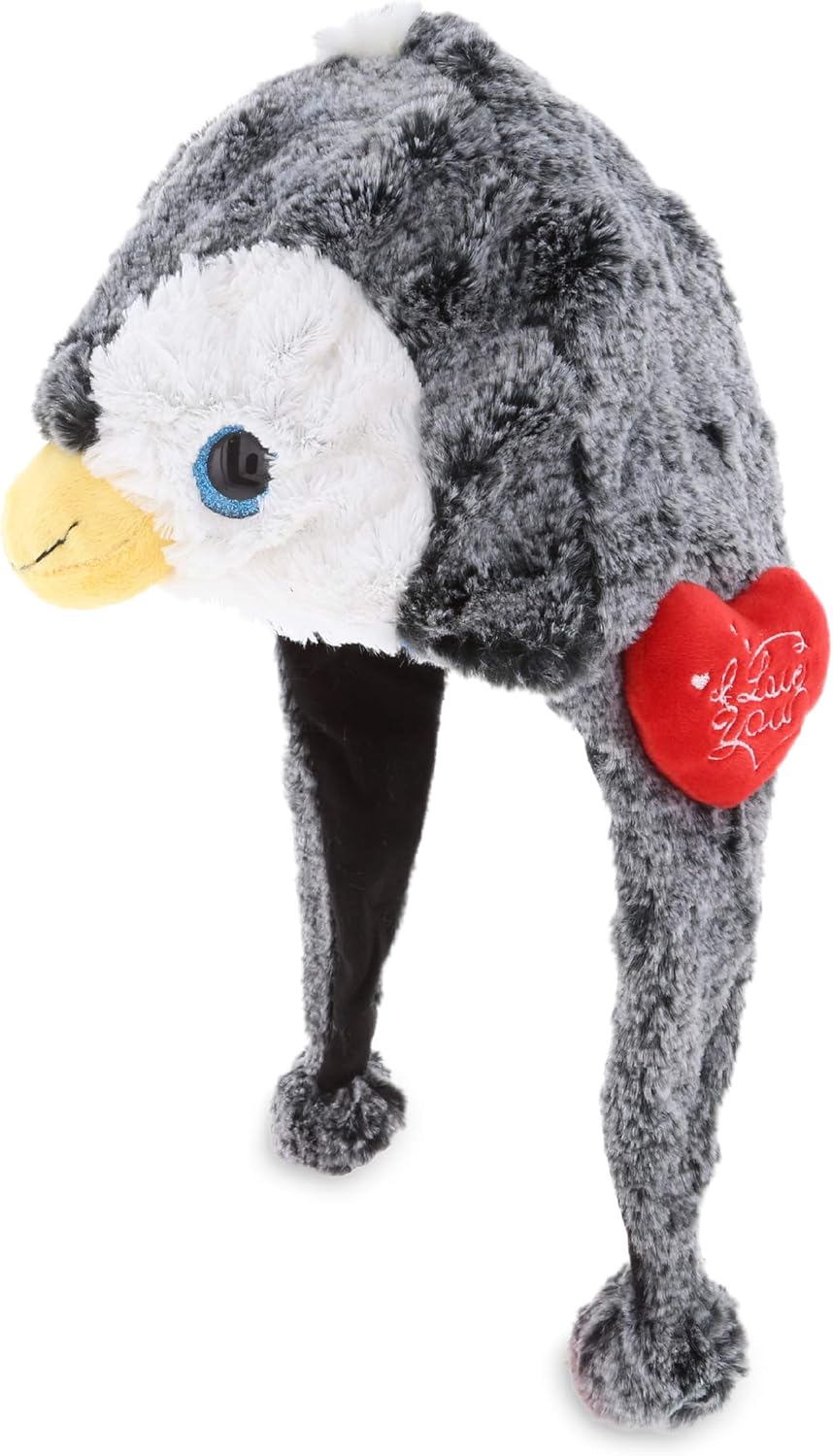 DolliBu I Love You Penguin Plush Hat with Name Personalization