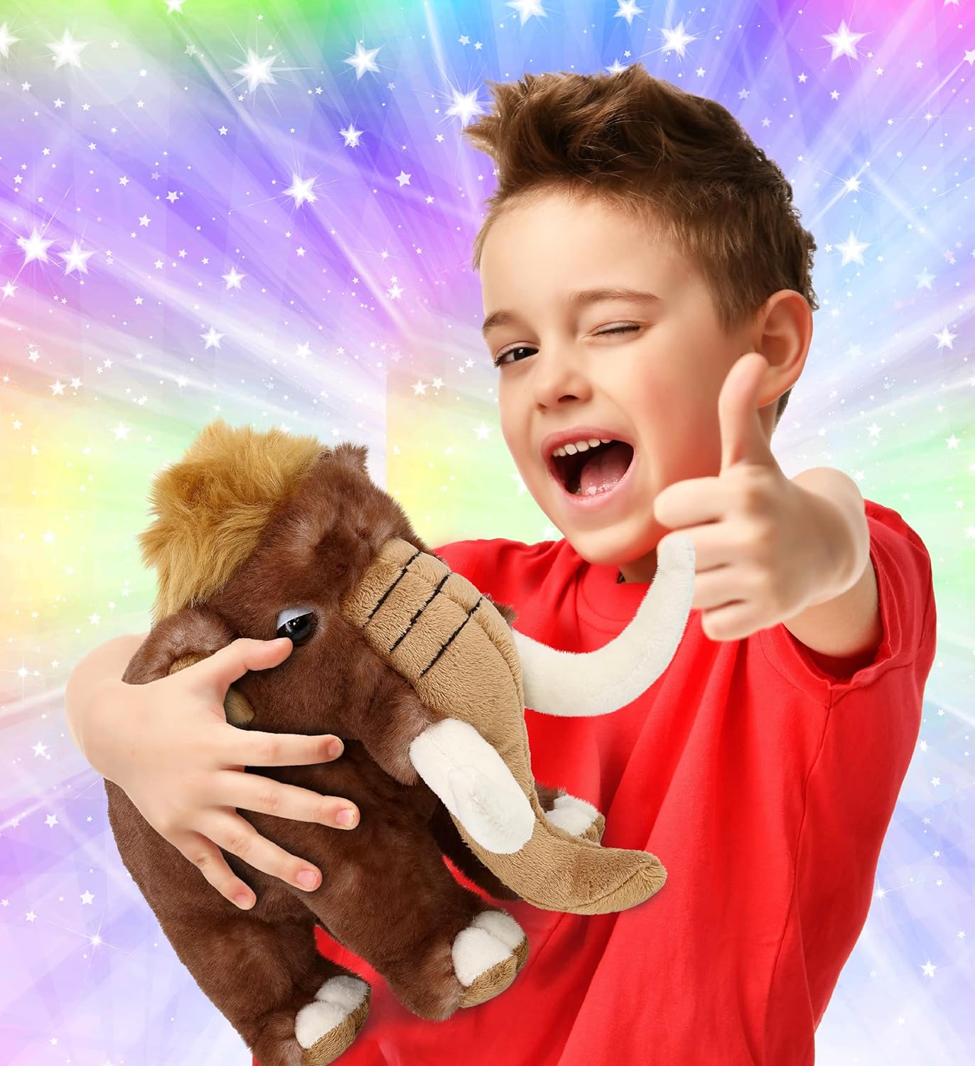 DolliBu Plush Mammoth Stuffed Animal - 9 Inch