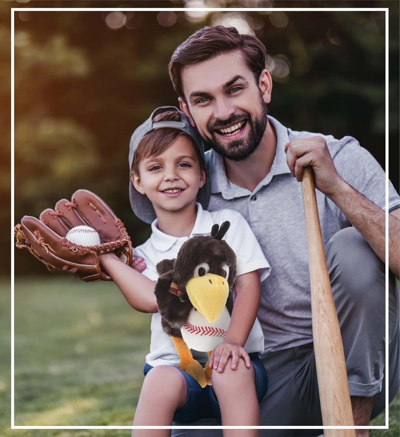 DolliBu Sitting Crow Plush with Baseball - 95 Inches