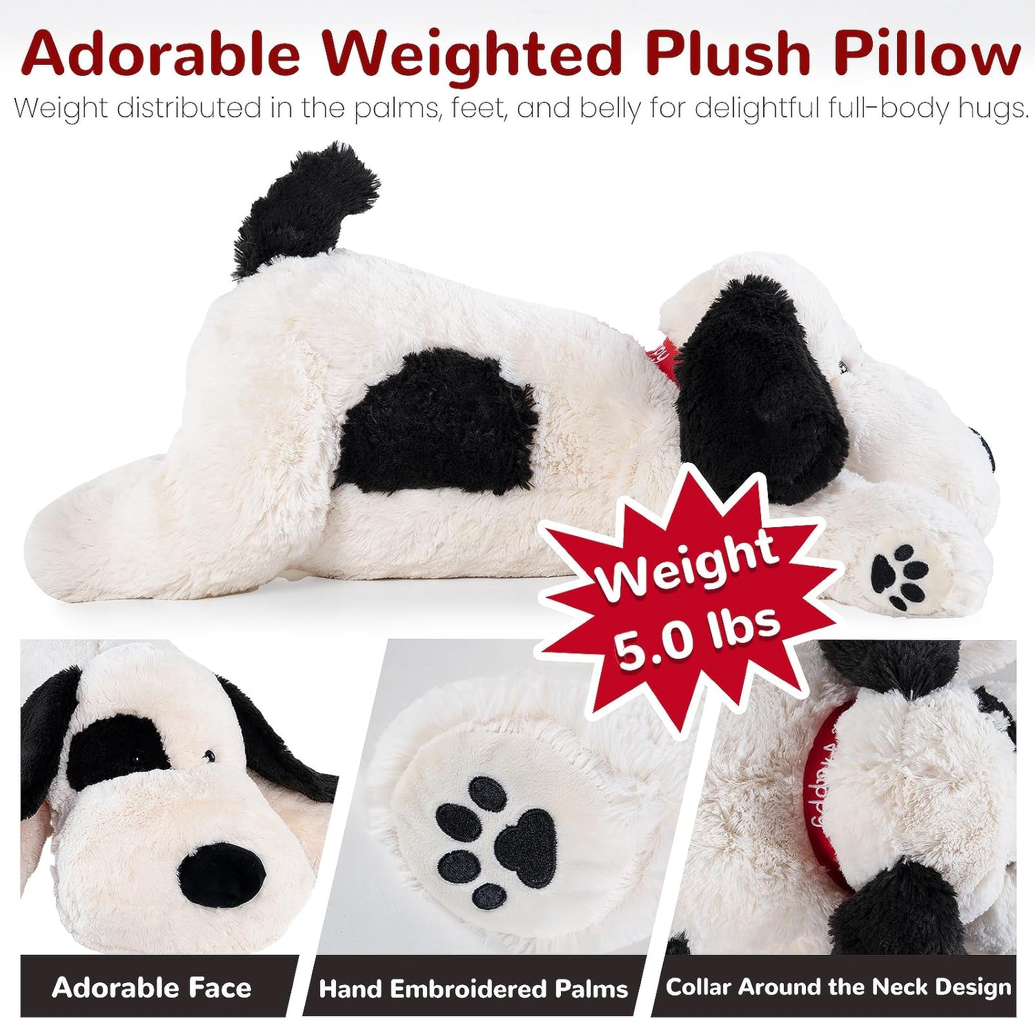 Meowtastic Black White Weighted Plush Stuffed Animal