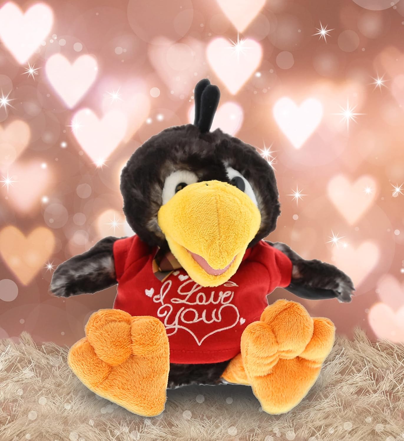 DolliBu I Love You Valentine Sitting Crow Plush Toy