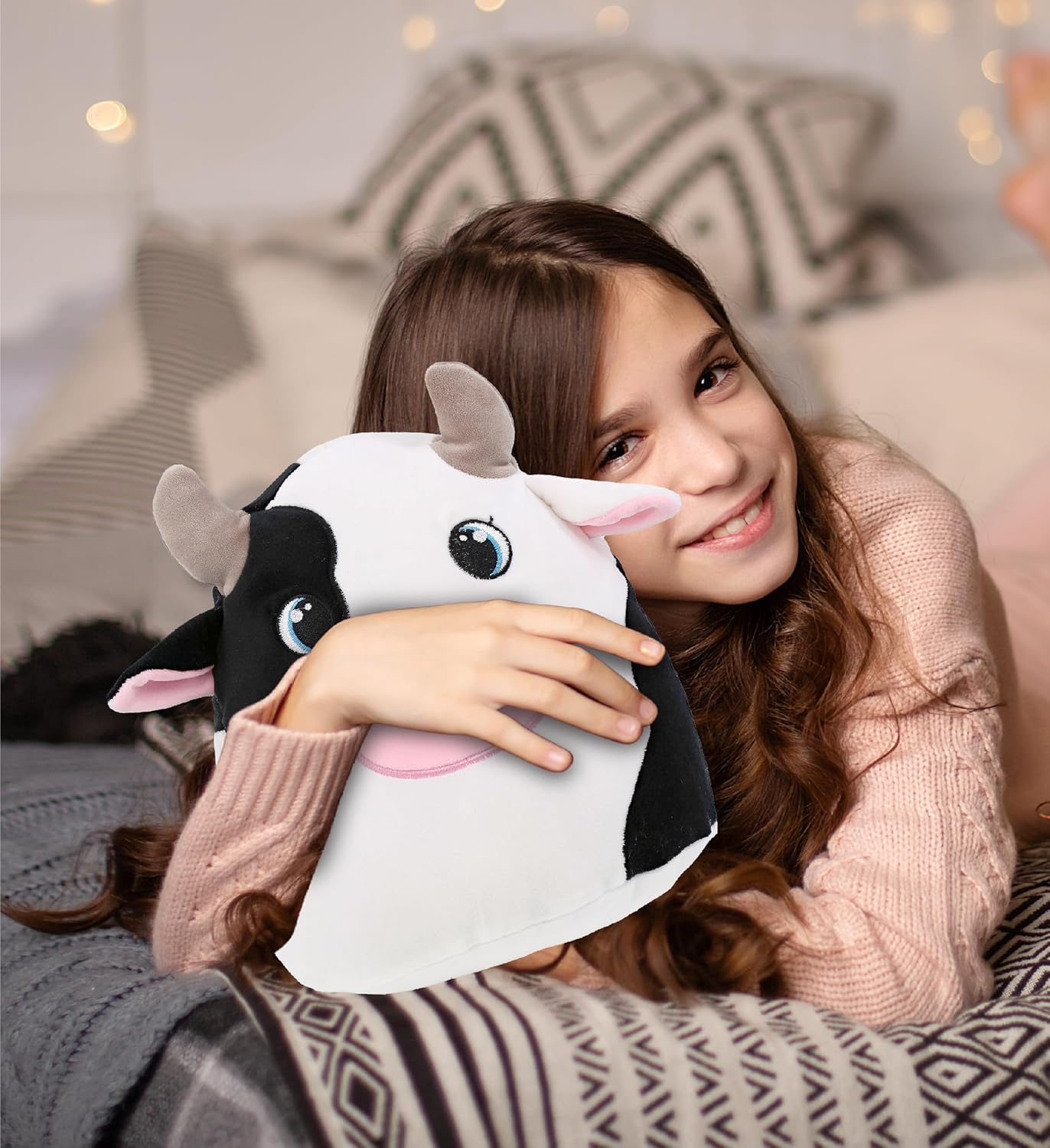 DolliBu Snug-Mooshies Cow Plush Toy - 10 Inch