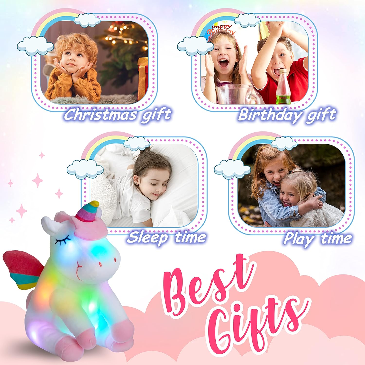 Athoinsu 12 Glowing Unicorn Plush Toy with LED Night Light