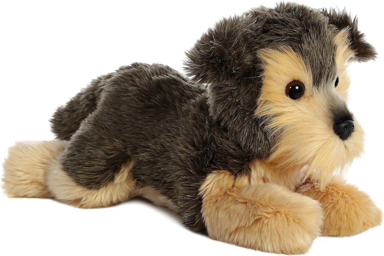 Aurora Adorable Flopsie Yorkie Stuffed Animal - Gray 12 Inches