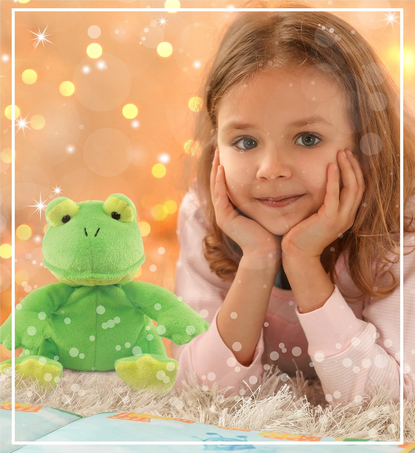 DolliBu Plush Frog Stuffed Animal - 6 Inch Green Huggable Toy