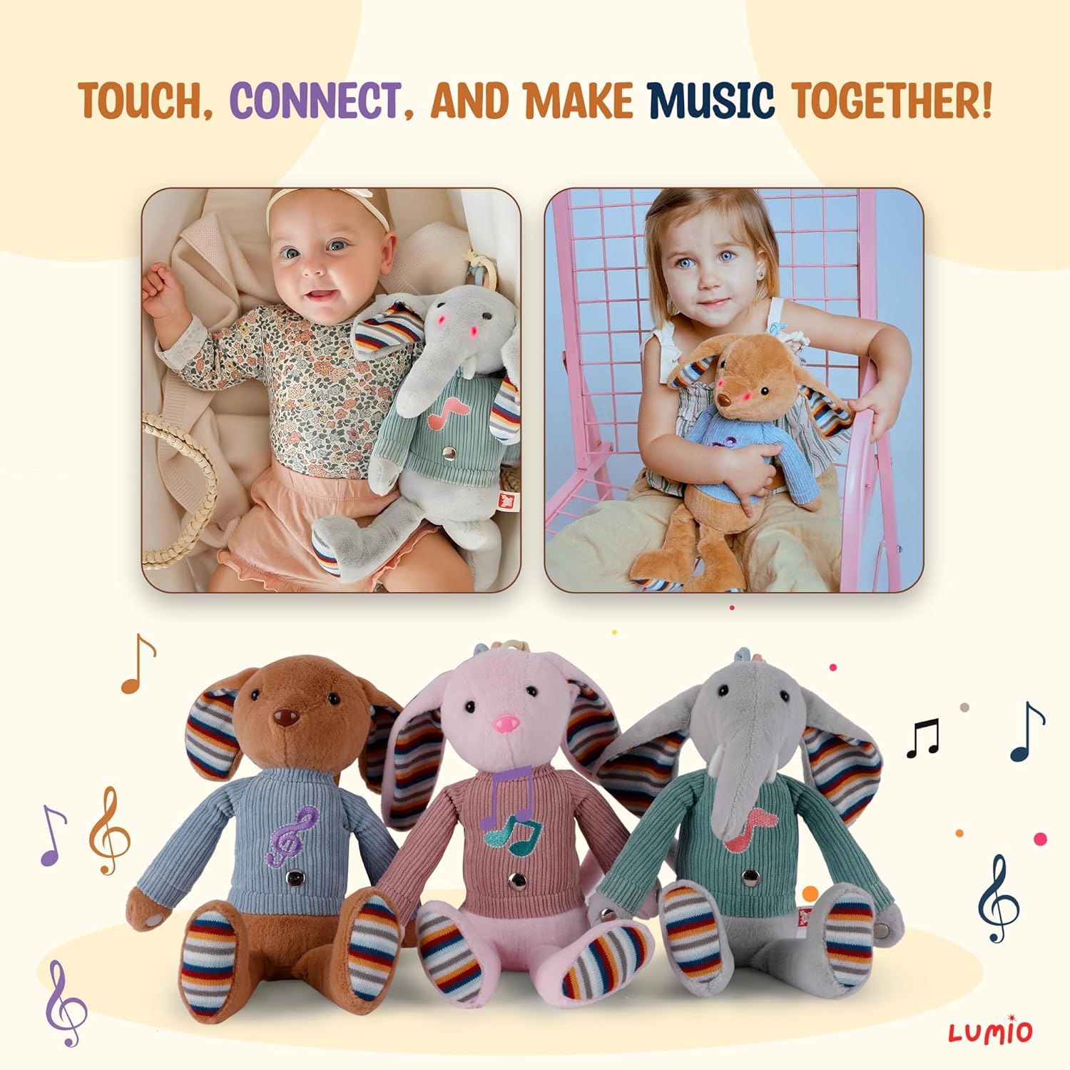 Lumio Musical Bunny Plush Toy with Lights Sounds