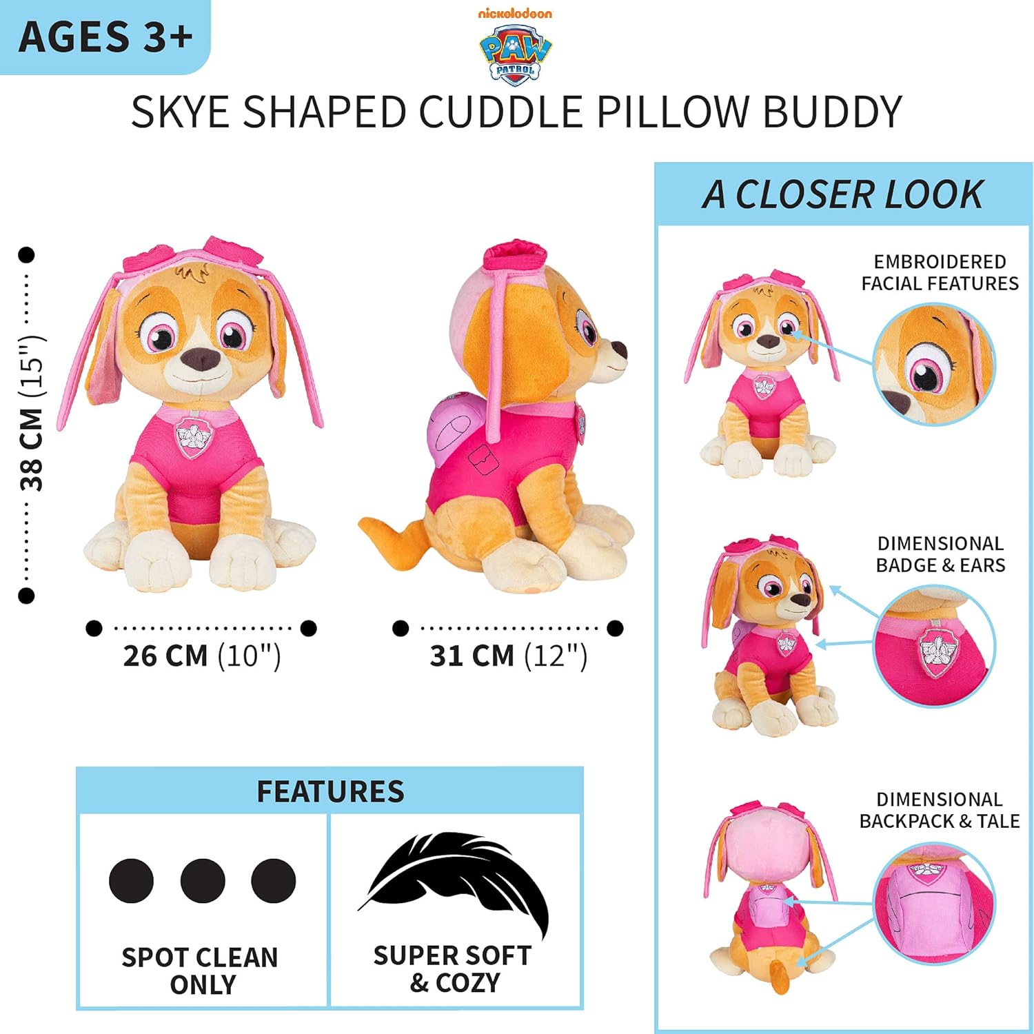 Paw Patrol Skye Plush Cuddle Pillow Buddy