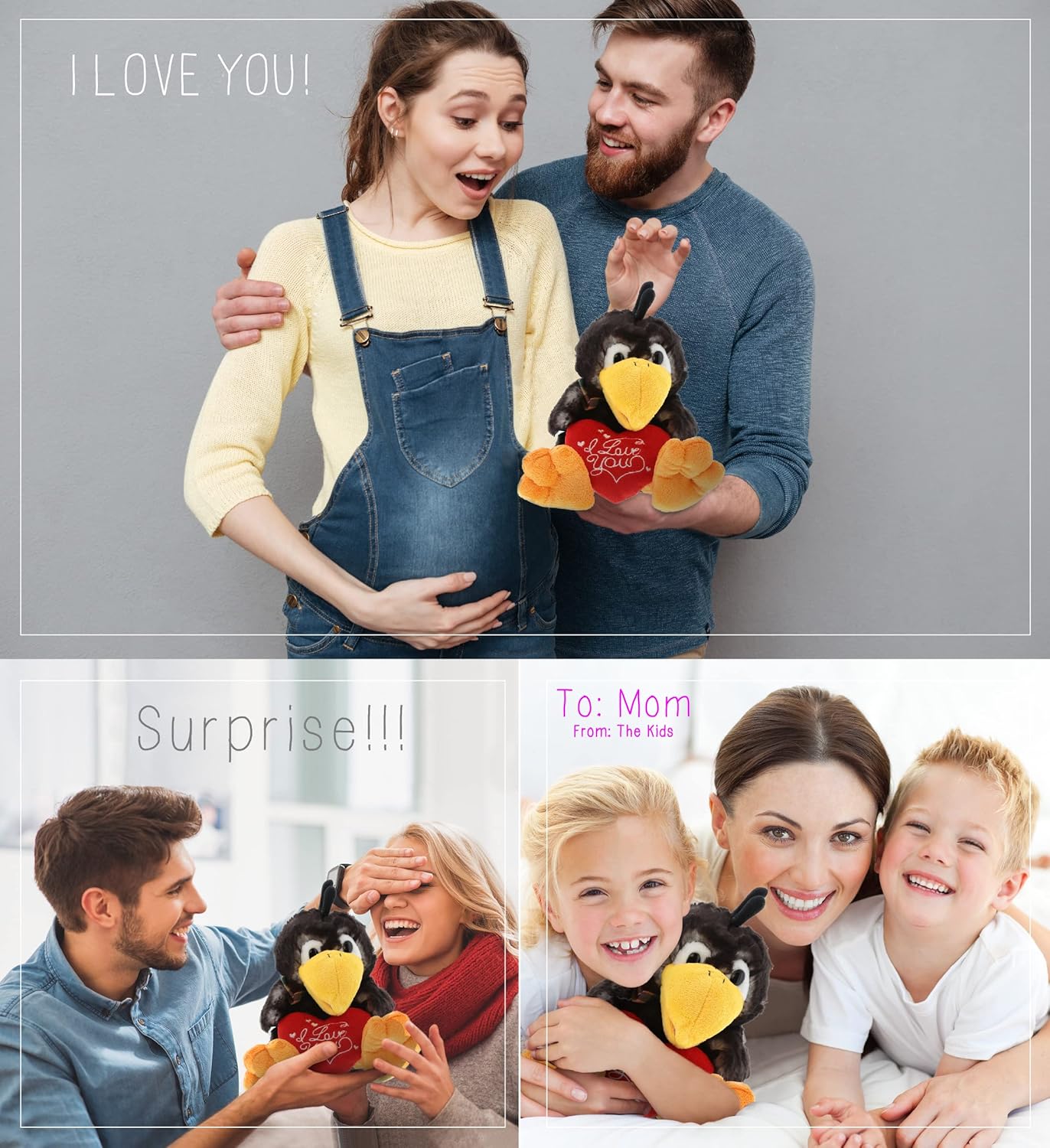 DolliBu I Love You Sitting Crow Plush Toy - 95 Inches