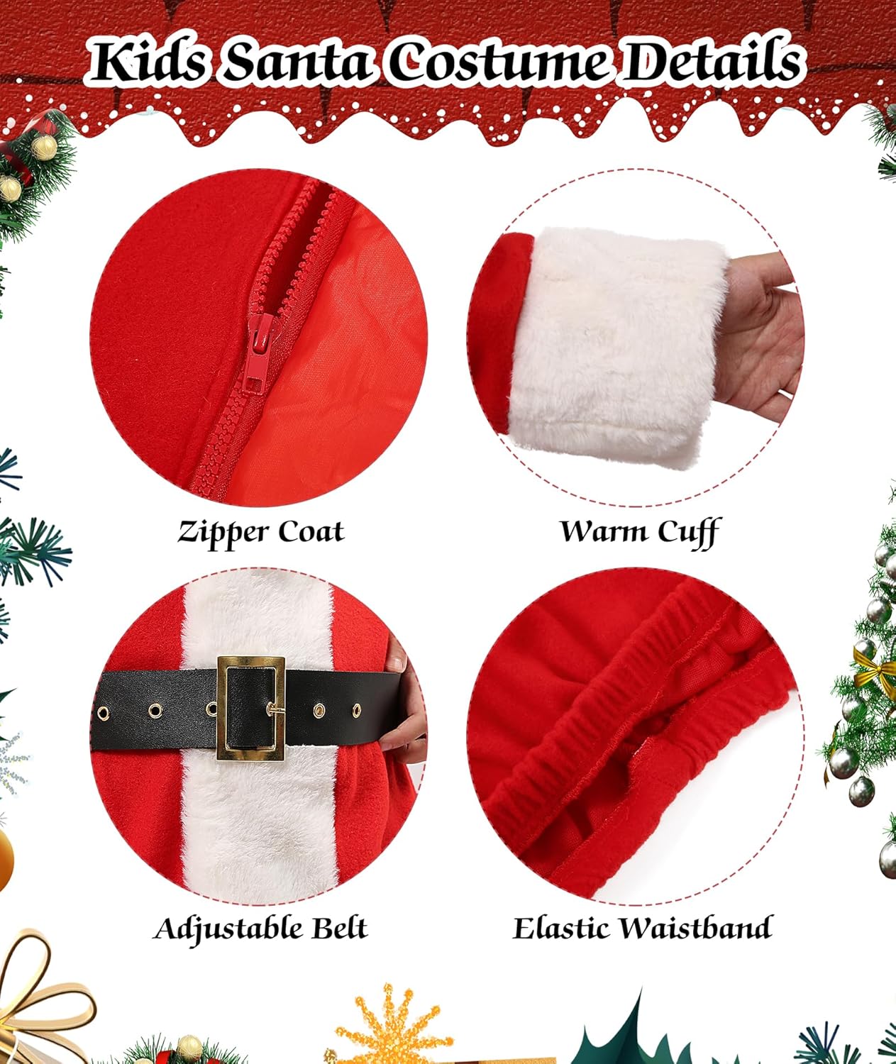 Kids Santa Costume 5Pcs - Festive Christmas Suit for Children
