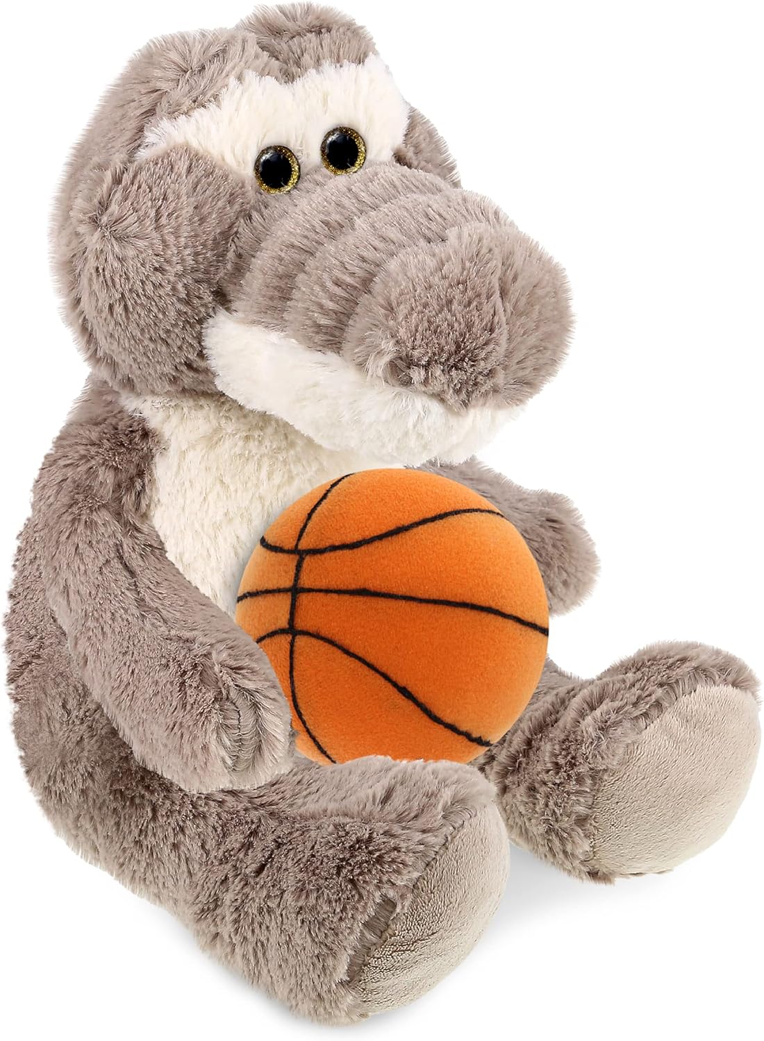 DolliBu Grey Alligator Plush with Basketball - 9 Inches