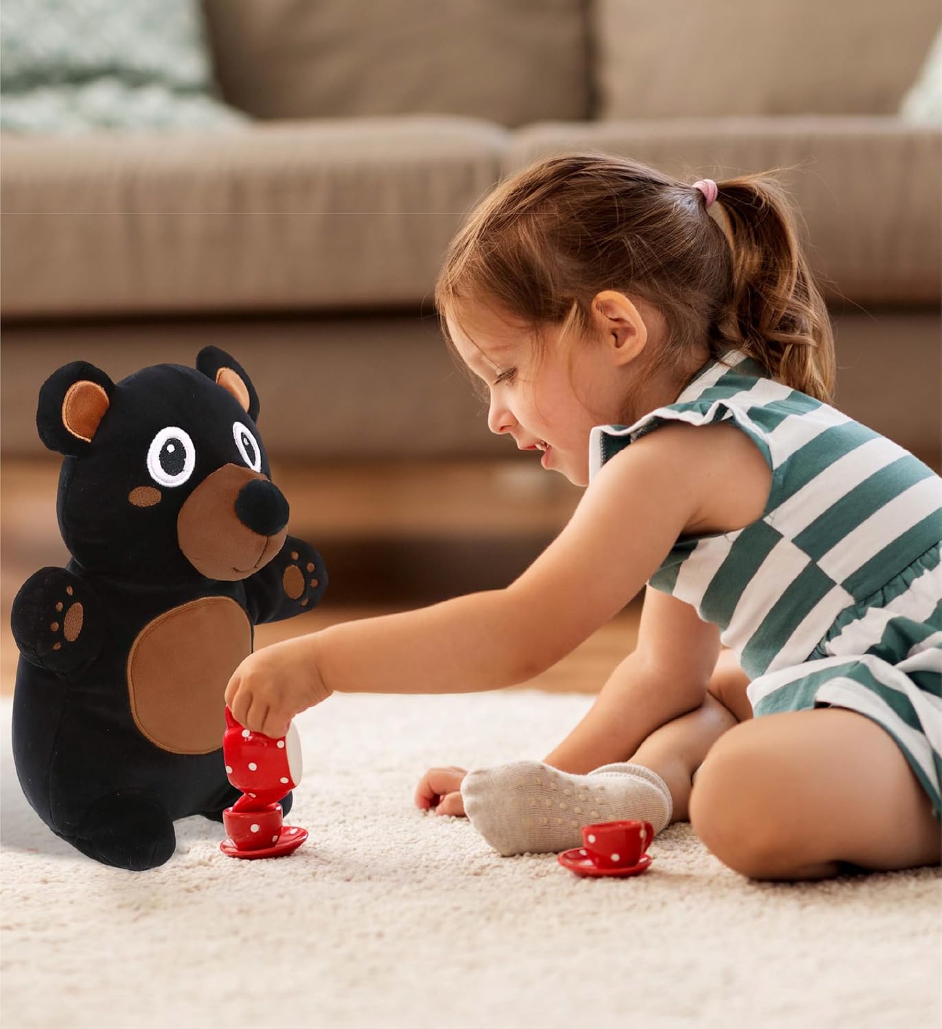 DolliBu Snug-Mooshies Standing Black Bear Plush - 10 Inches