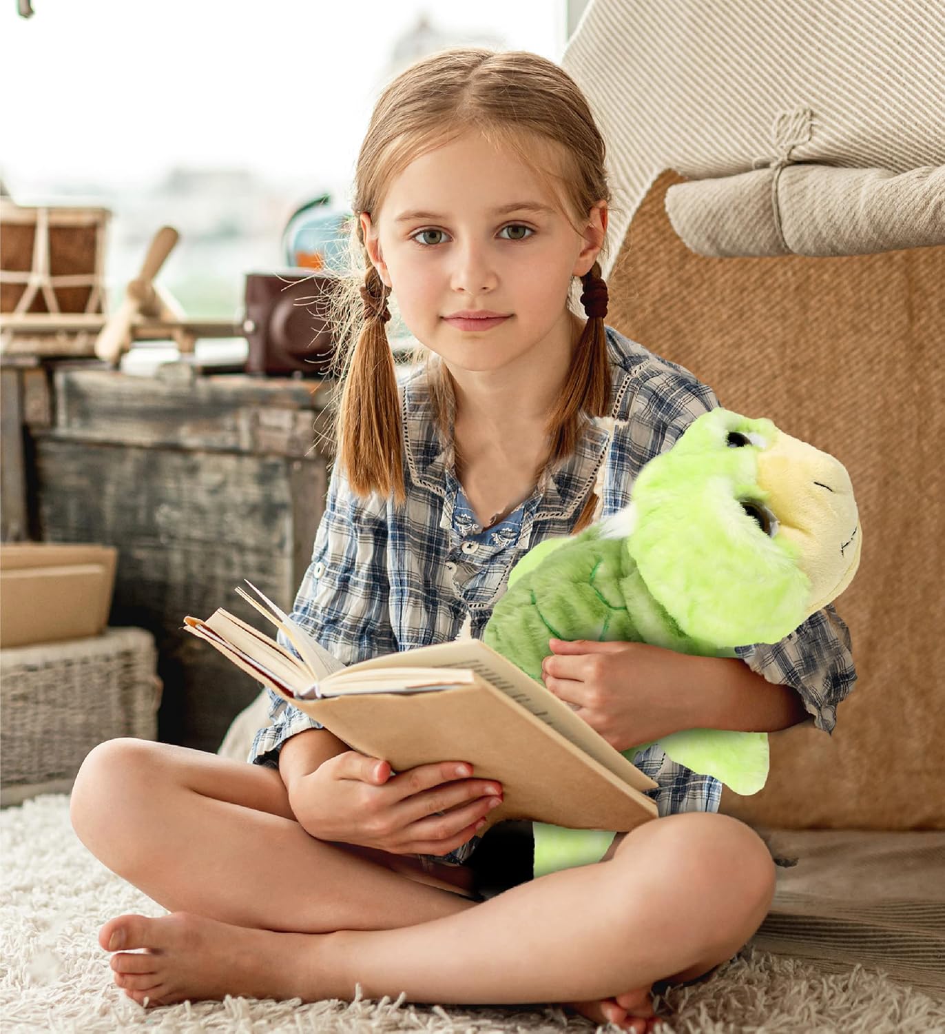 DolliBu 11 Inch Plush Sea Turtle - Huggable Cuddle Toy for Kids Adults