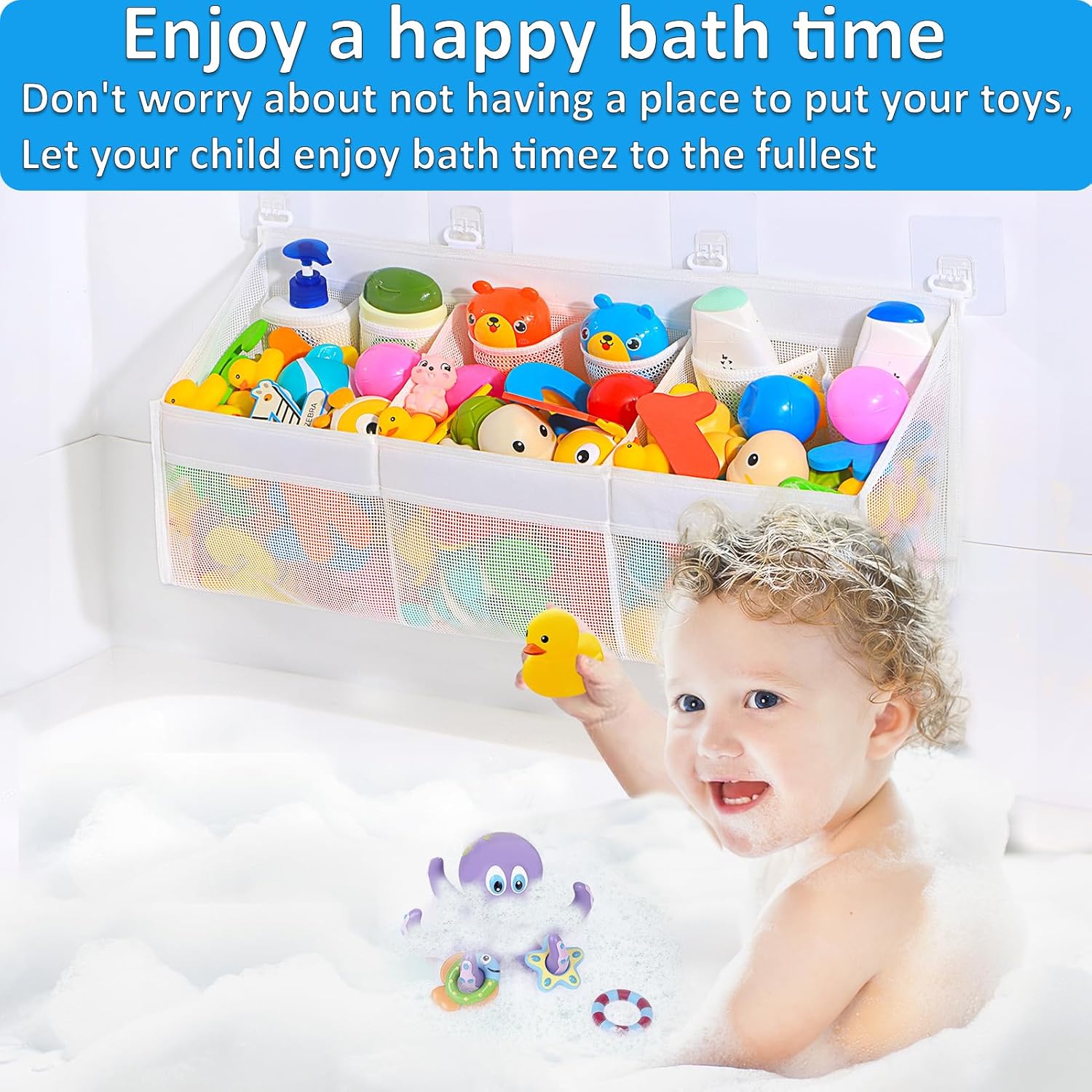 KPH Bath Toy Holder with 6 Pockets and Mesh Drying