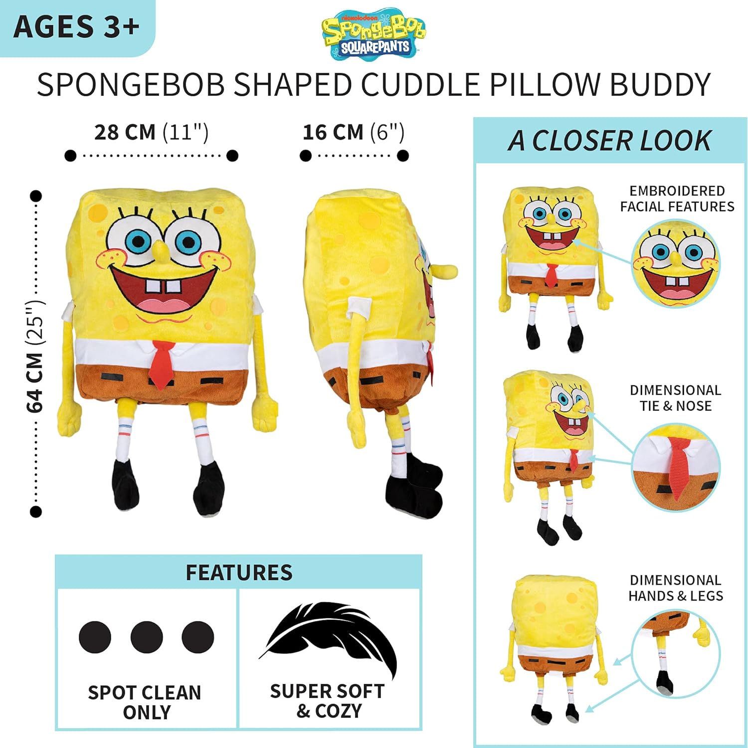 Franco Spongebob Kids Plush Cuddle Pillow Buddy 1