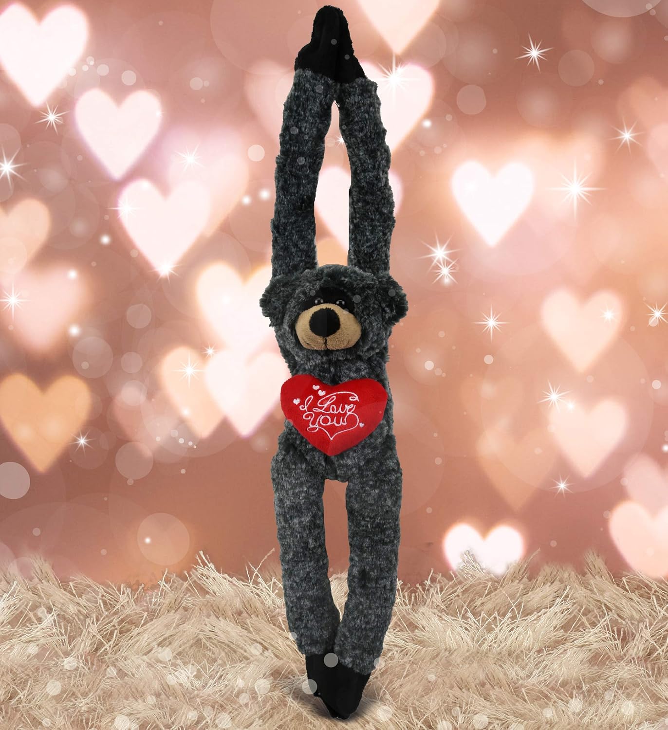DolliBu I Love You Valentine Black Bear Plush - 21 Inches