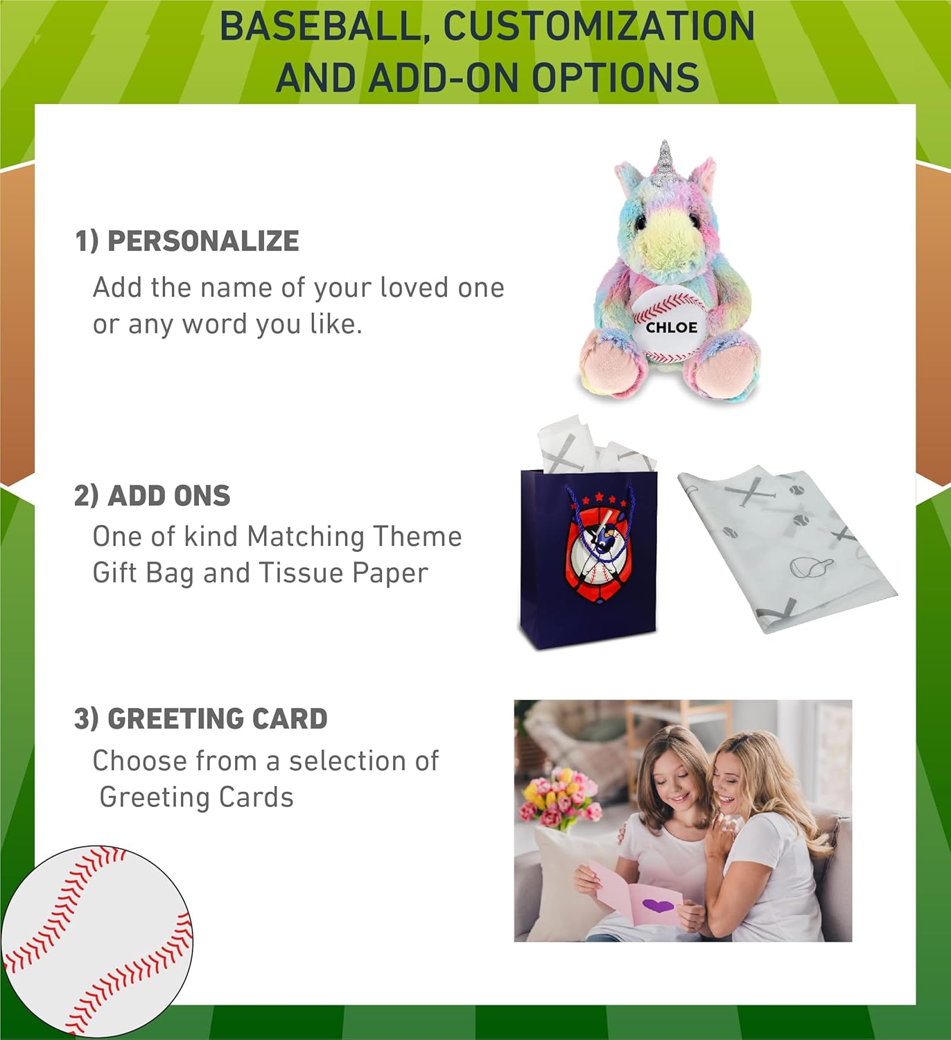 DolliBu Rainbow Unicorn Stuffed Animal with Baseball - 10 Inches
