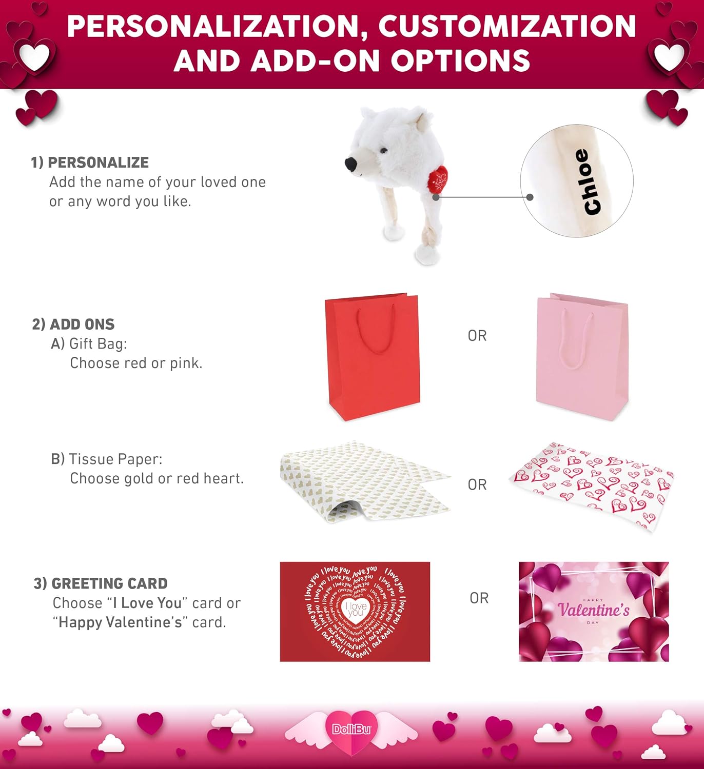 DolliBu I Love You Polar Bear Hat - 16 Inches